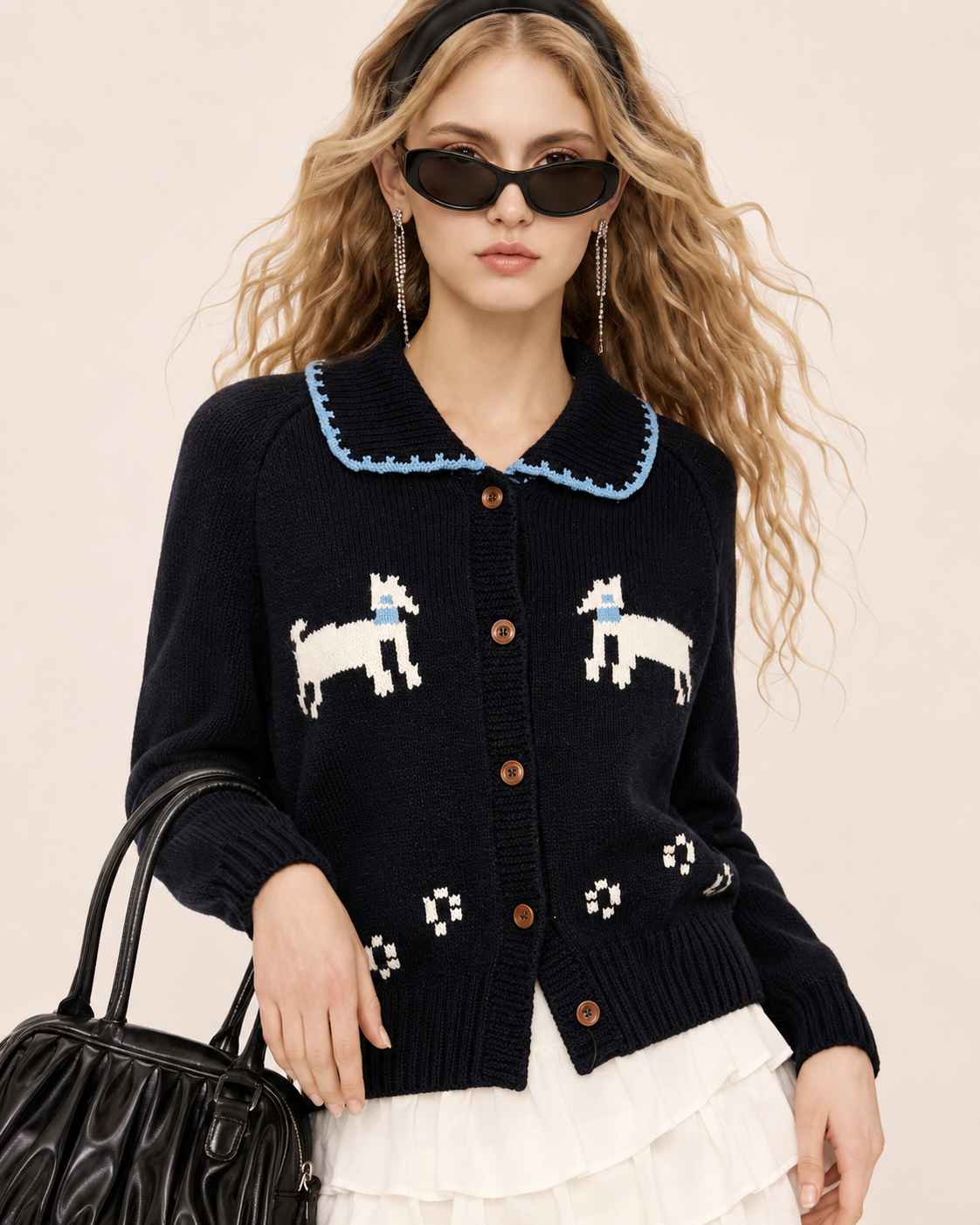 Women’s Navy Blue Knit Cardigan Sweater