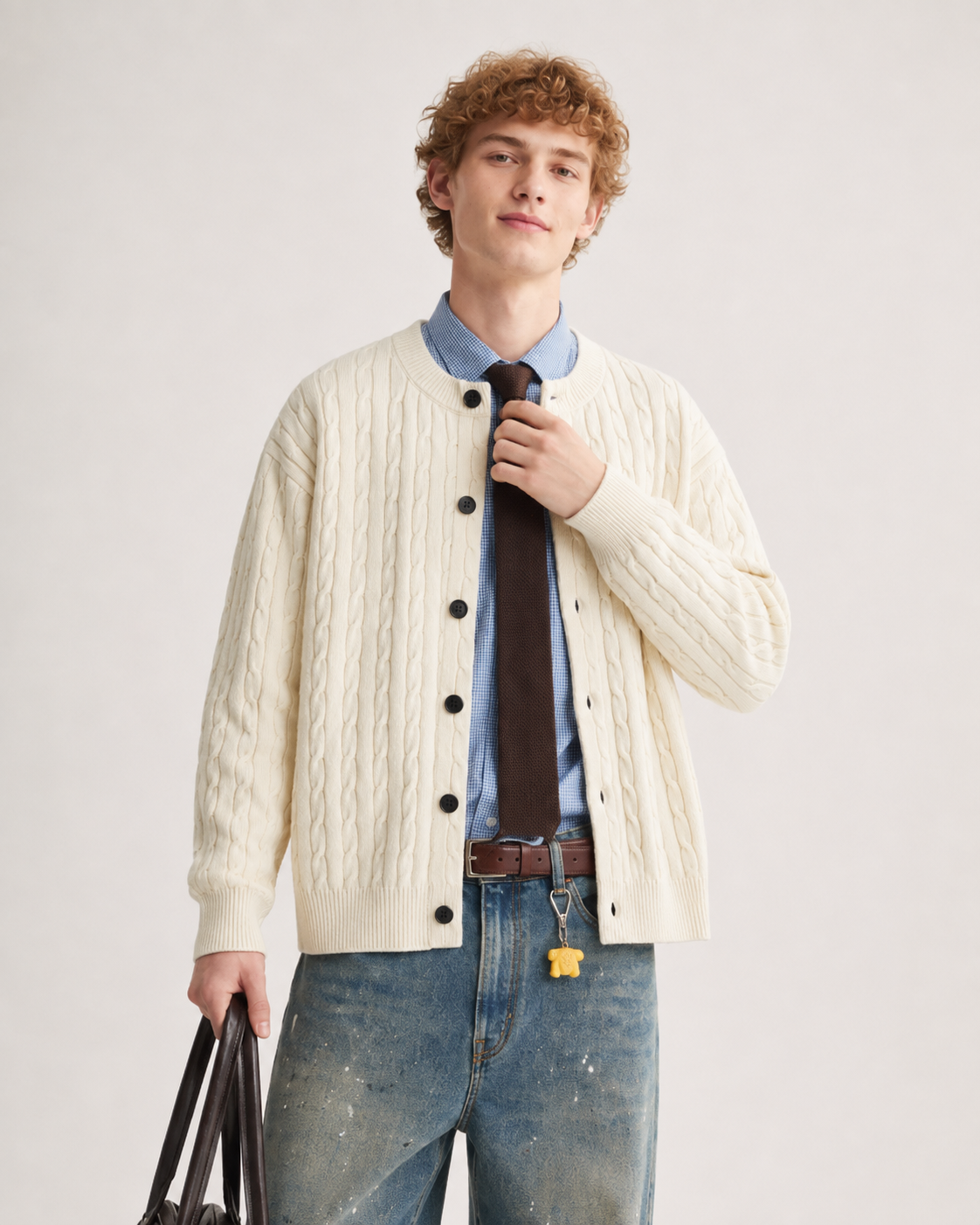 Unisex Cable Knit Cardigan Sweater Vintage Chunky Knit Coats