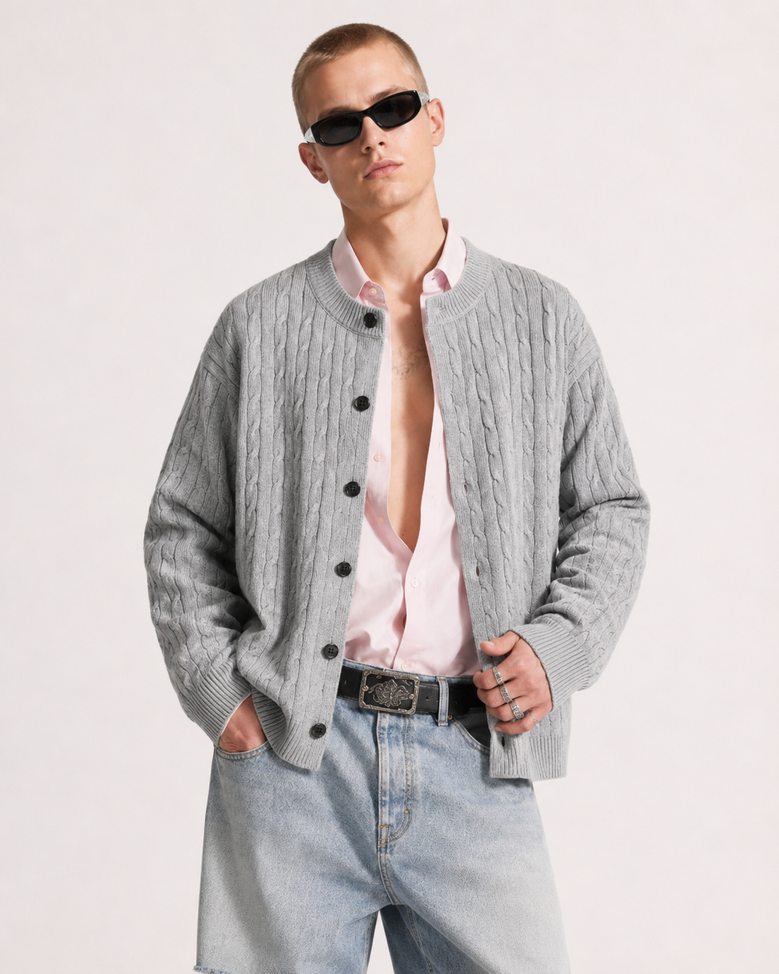 Unisex Cable Knit Cardigan Sweater Vintage Chunky Knit Coats