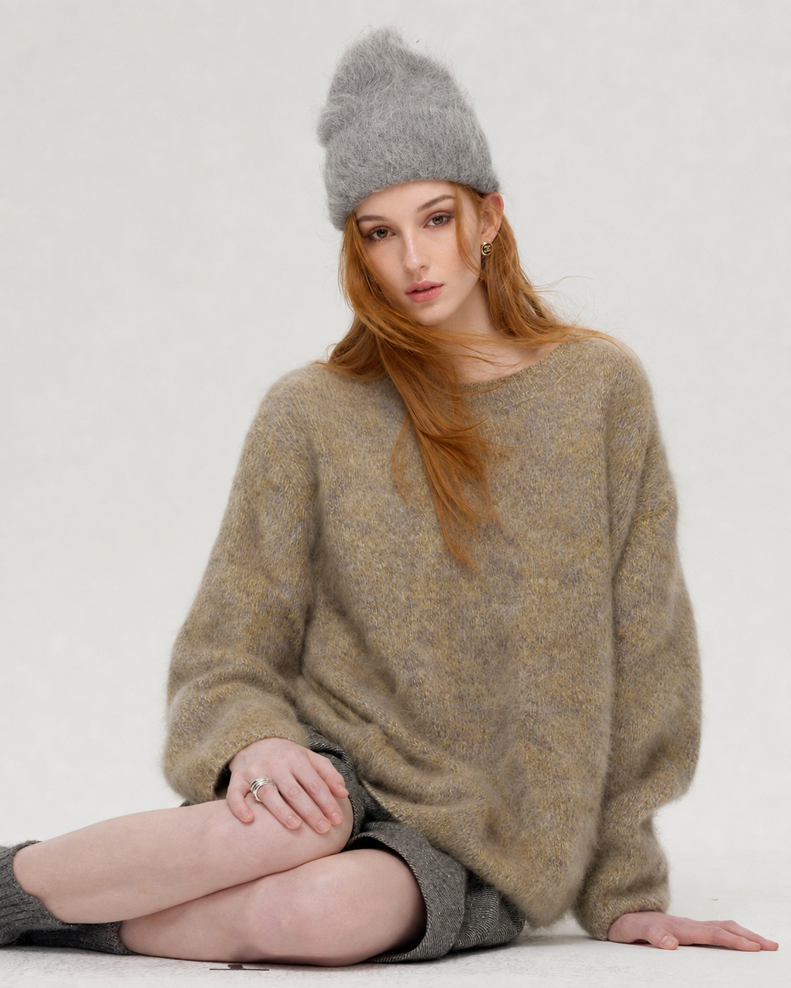 100% Merino Wool Sweater Hand Brushed Fluffy Knit Pullover
