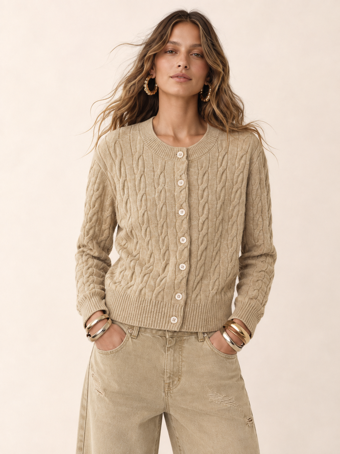 Women’s  Cable Knit Cardigan Sweater