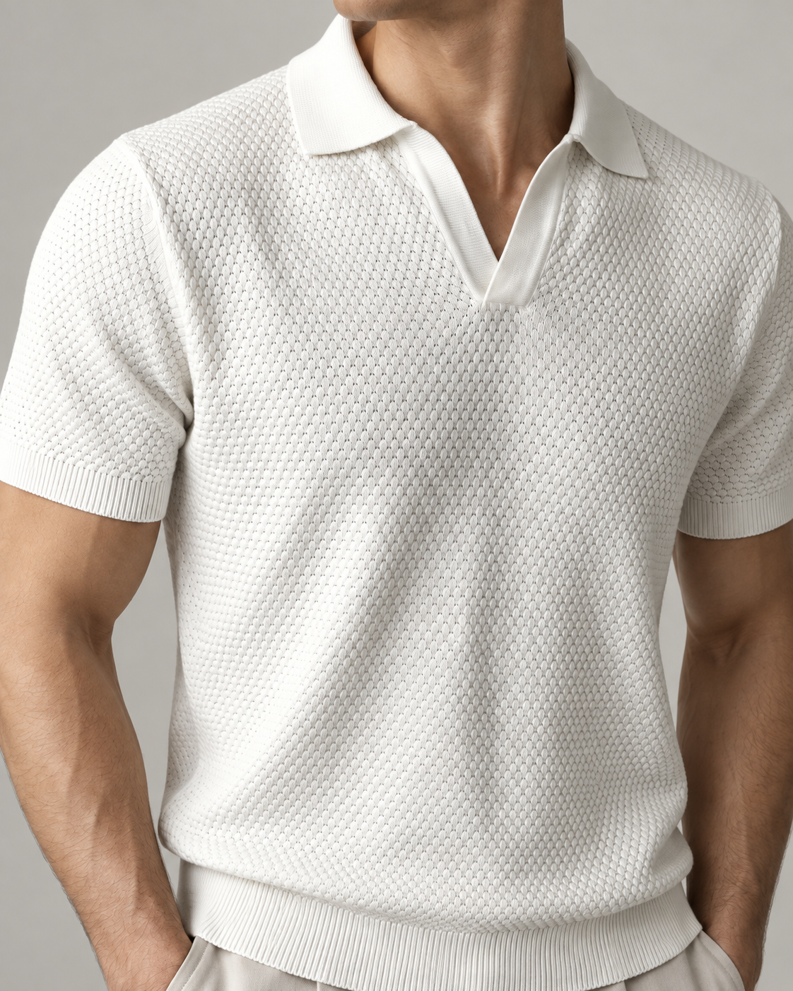 Men’s Old-Money Style Cool-Touch Honeycomb Knit Polo