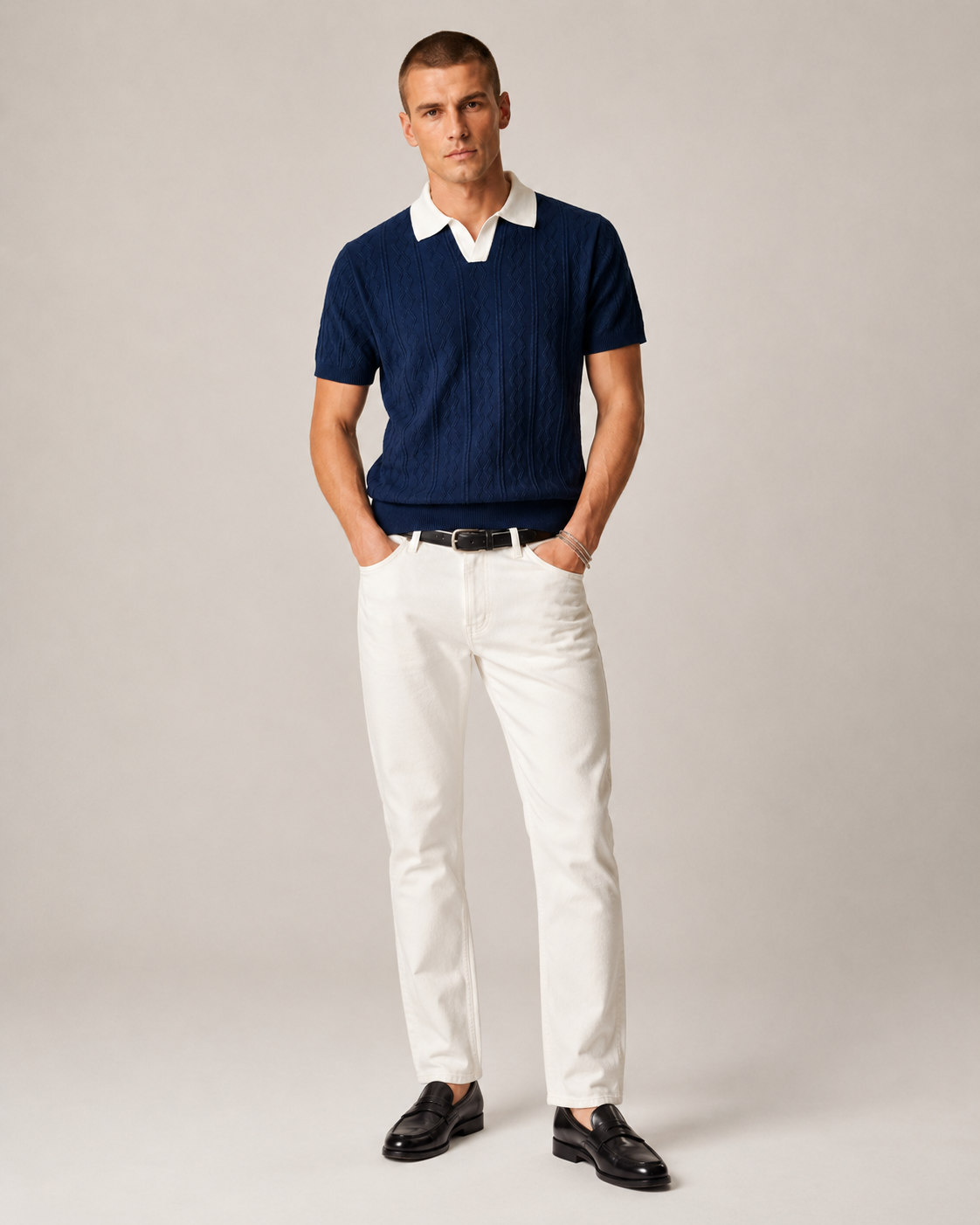 Men’s Knit Polo Short Sleeve Top