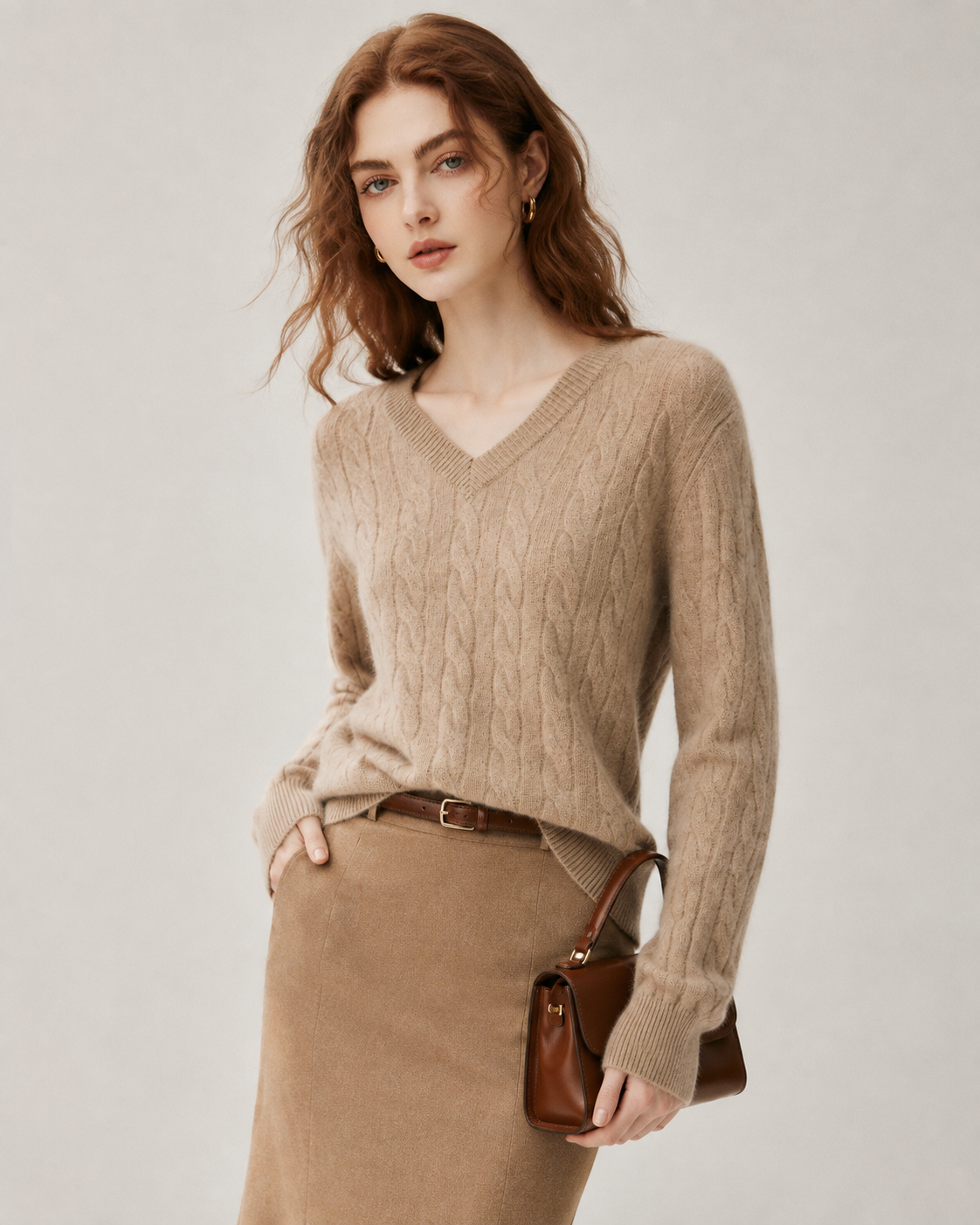 Women's Cashmere Blend Cable Knit Sweater