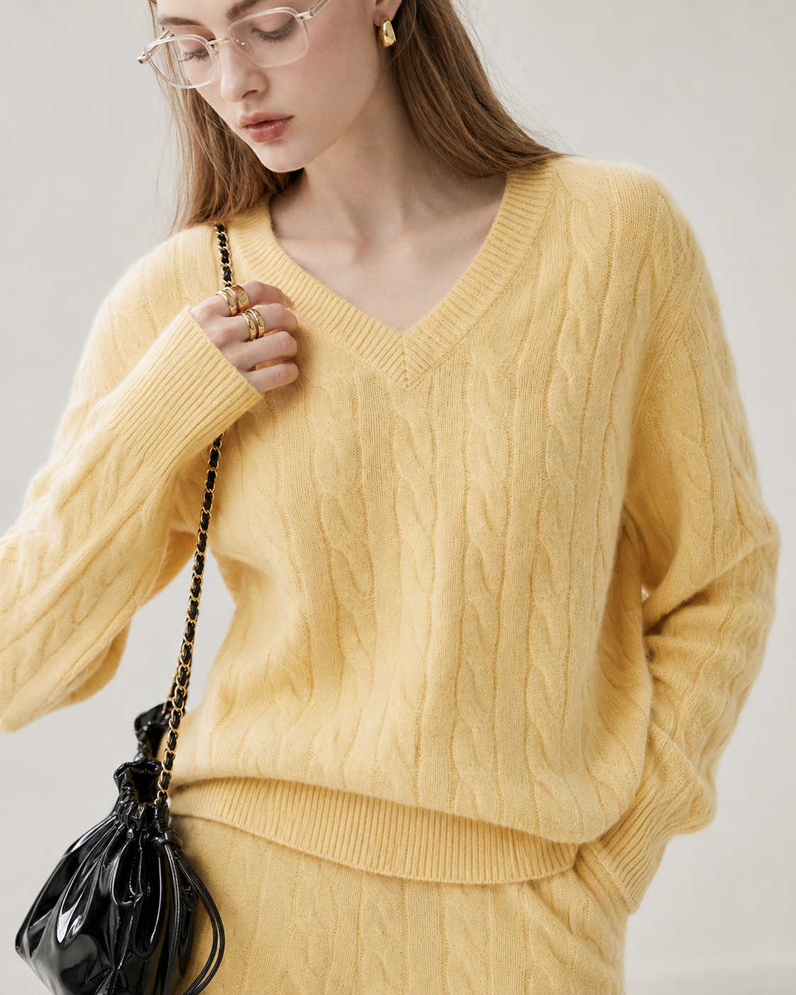 Women's Cashmere Blend Cable Knit Sweater