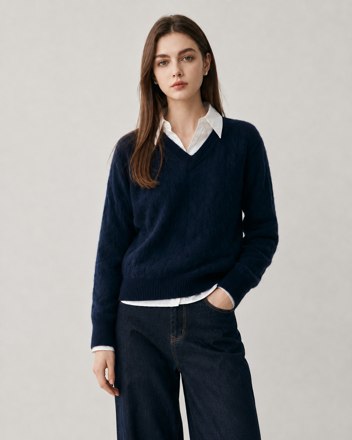Women's Cashmere Blend Cable Knit Sweater