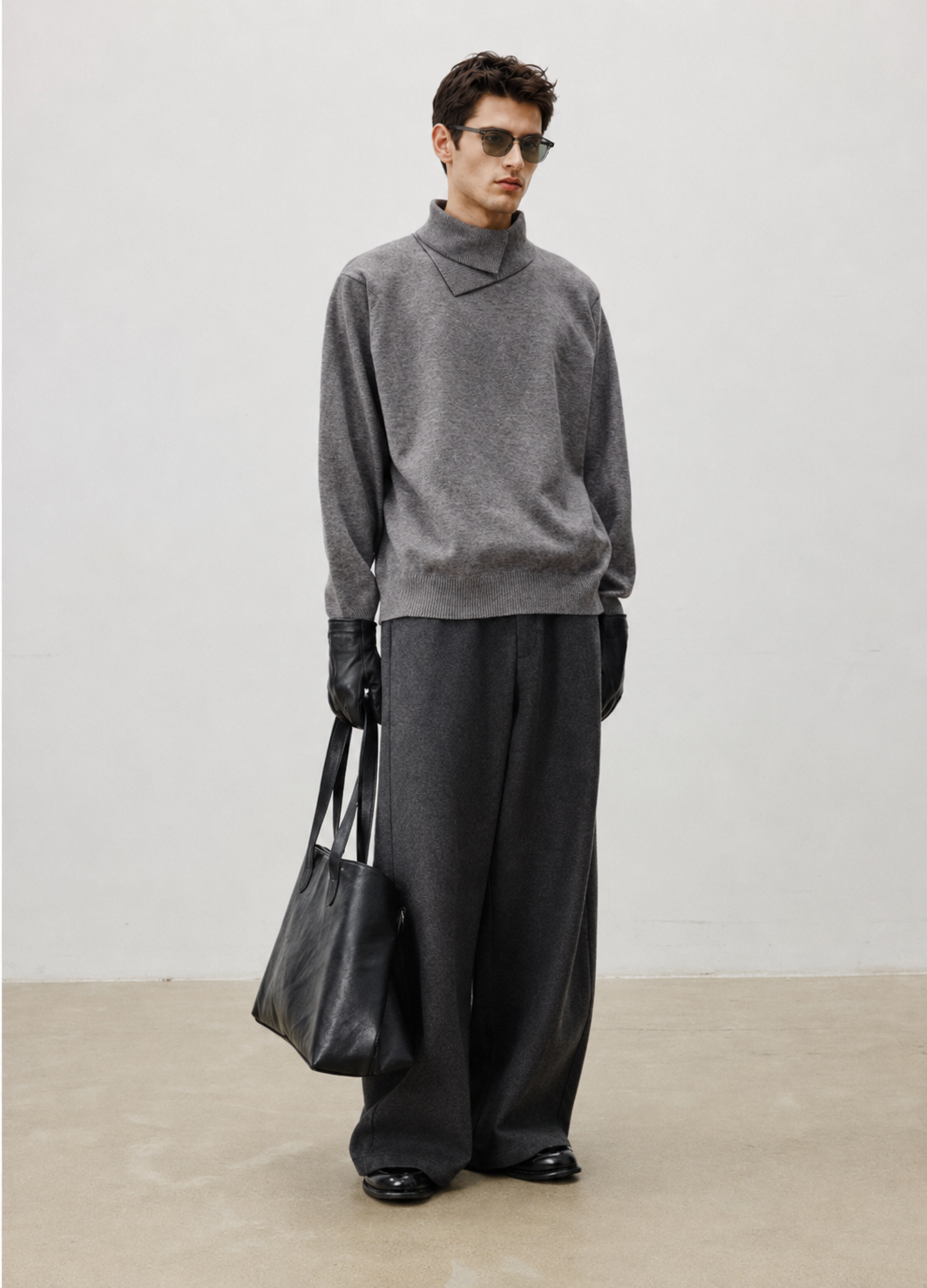 Unisex Wool Blend Stand Collar Knit Sweater