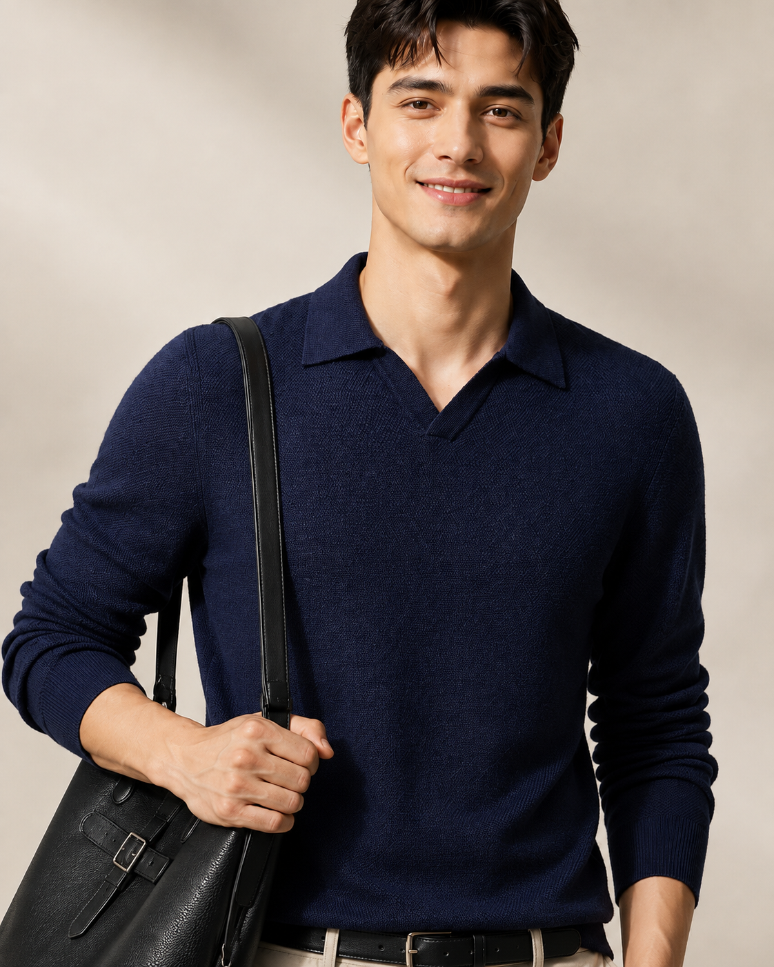 Men’s 100% Cashmere Polo Knit Sweater