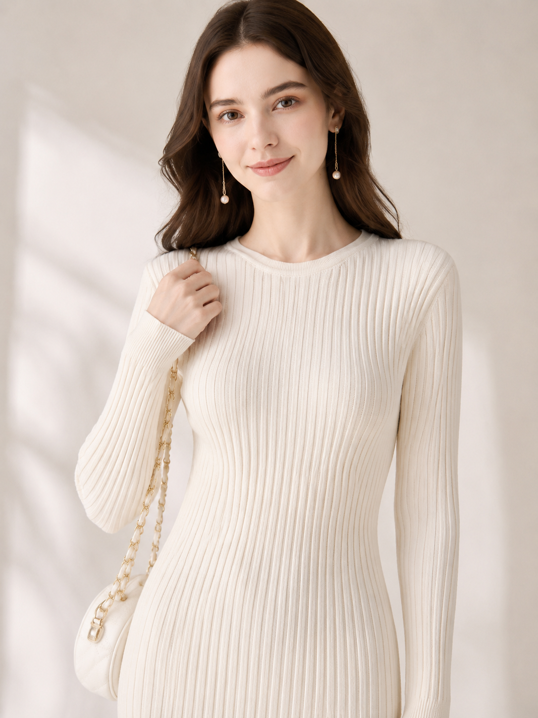 Women’s Ribbed Knit Long Sleeve Dress