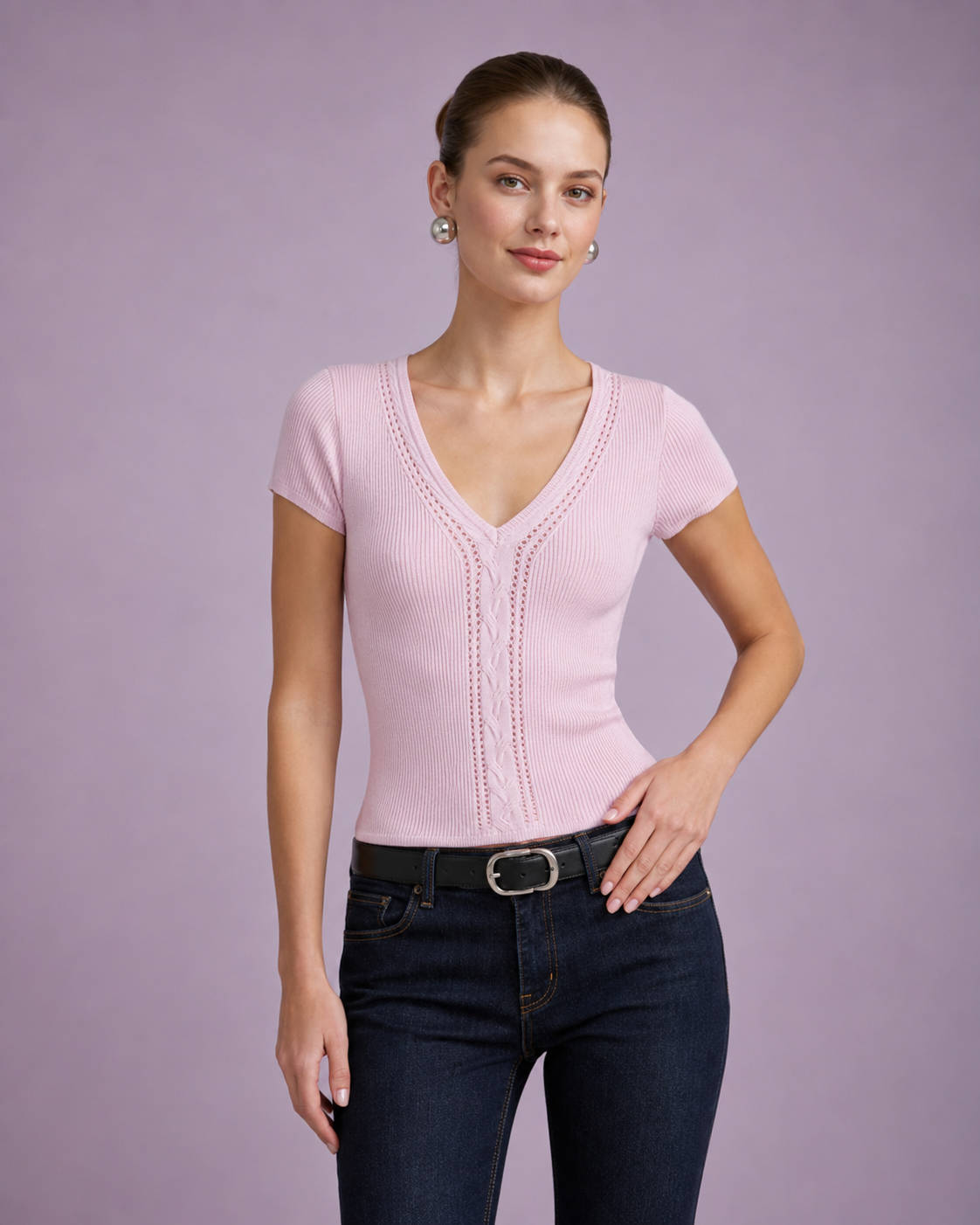 Women’s Lace Knit Short Sleeve Top