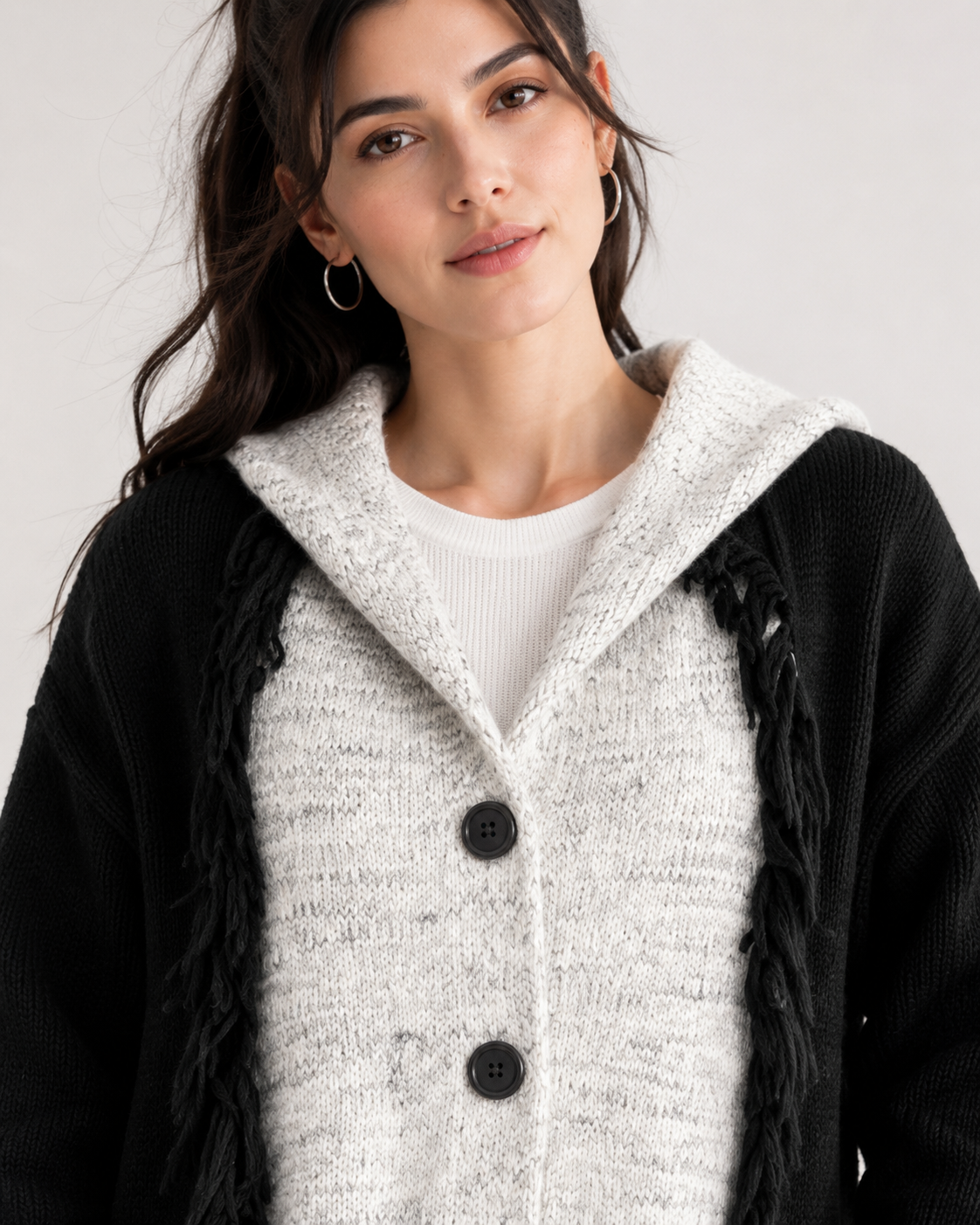 Women's Wool Blend Chunky Knit Hooded Long Cardigan Sweater