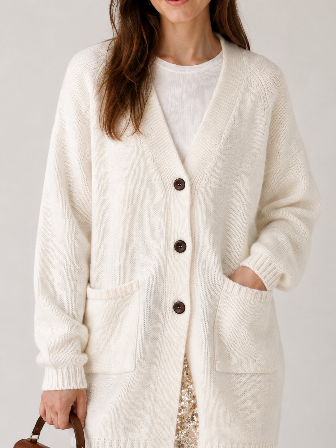 Women's Wool Blend V Neck Long Cardigan Sweater