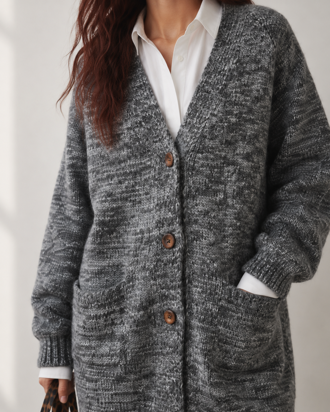 Women's Wool Blend V Neck Long Cardigan Sweater