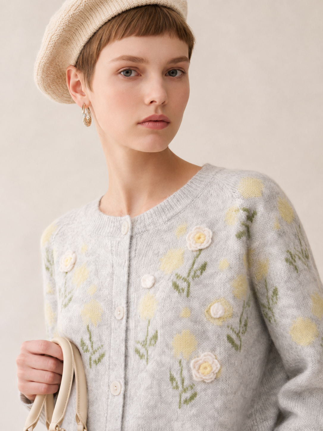 Women’s Floral Knit Cardigan Sweater
