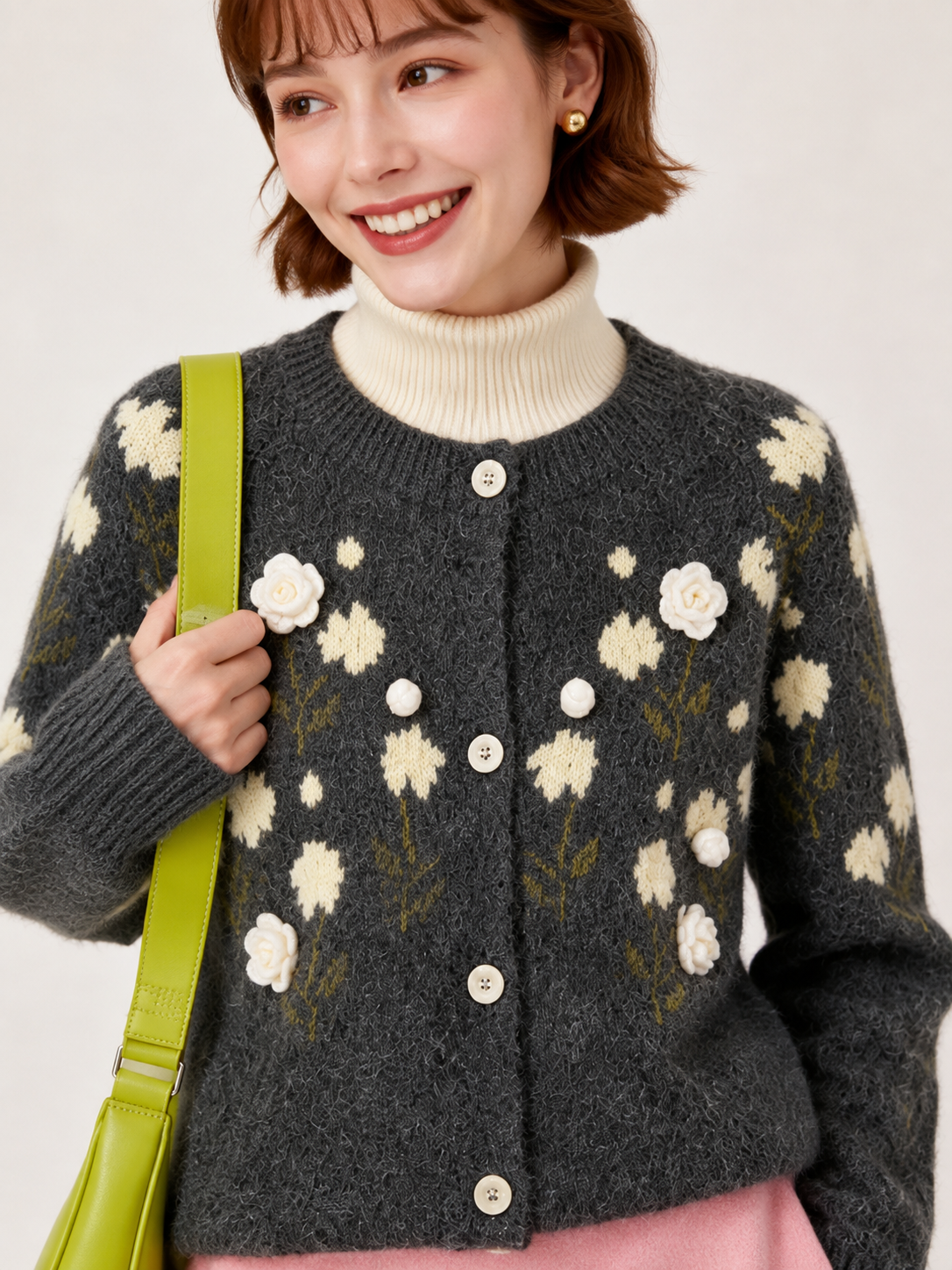 Women’s Floral Knit Cardigan Sweater