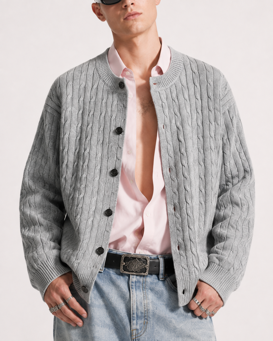 Unisex Cable Knit Cardigan Sweater Vintage Chunky Knit Coats