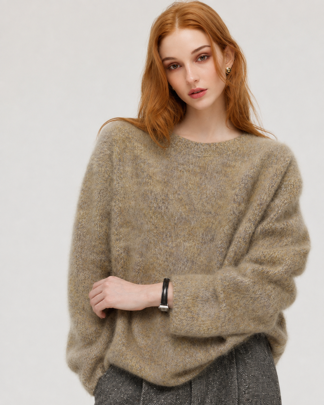 100% Merino Wool Sweater Hand Brushed Fluffy Knit Pullover