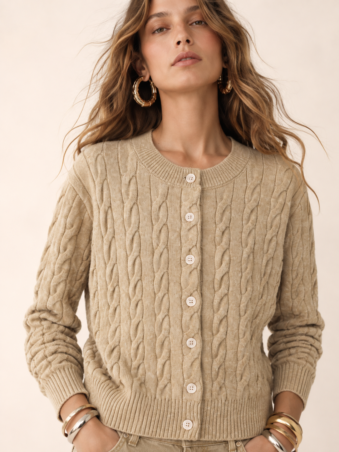 Women’s  Cable Knit Cardigan Sweater