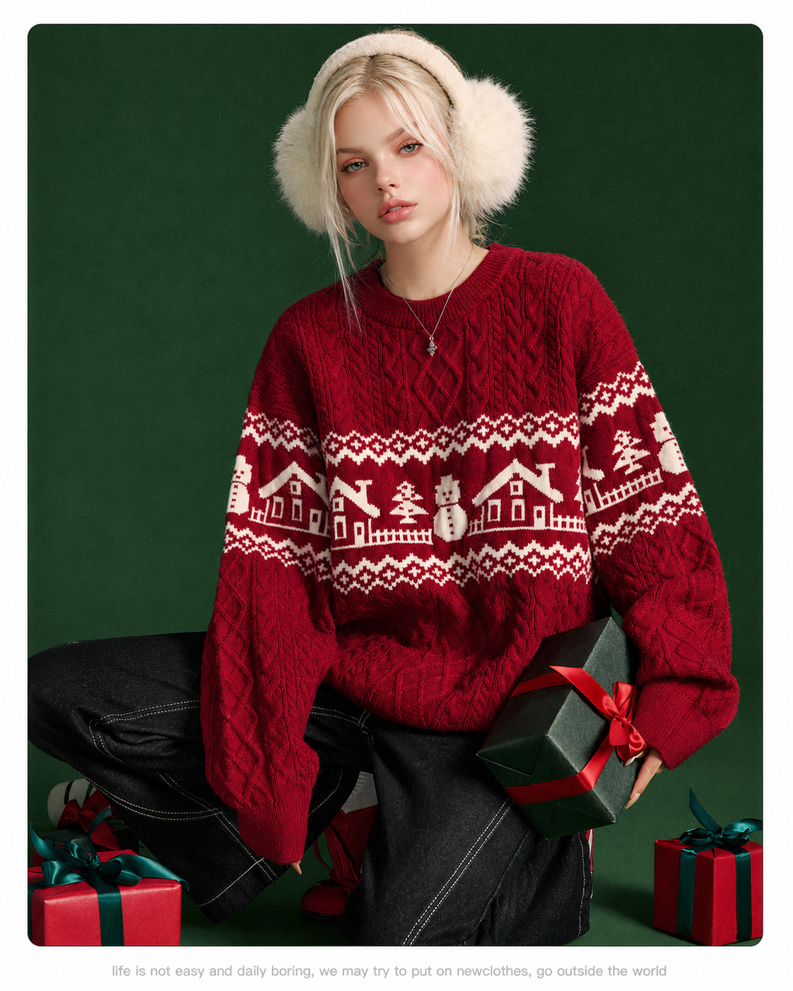 Unisex Christmas Fair Isle Wool Blend Sweater