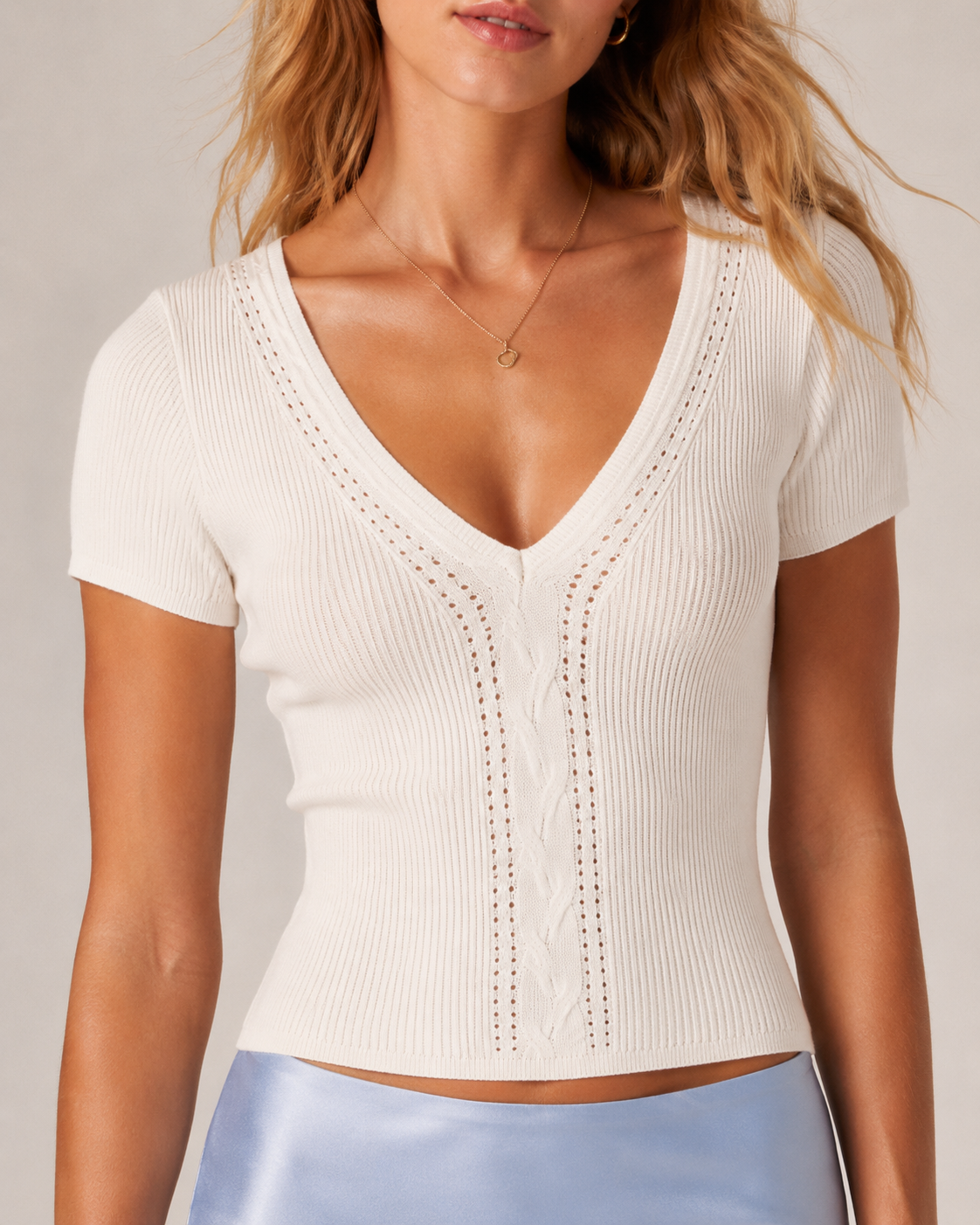 Women’s Lace Knit Short Sleeve Top