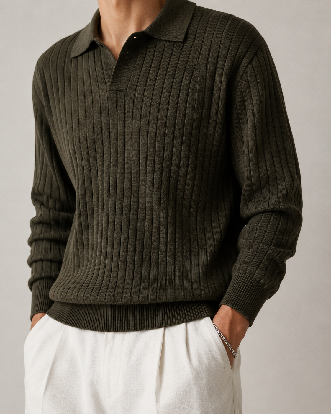 Men’s Old-Money Style Cool-Touch Ribbed Knit Top