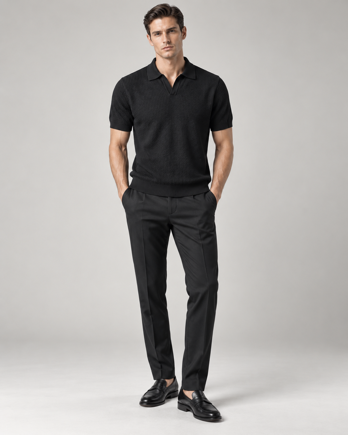 Men’s Old-Money Style Cool-Touch Honeycomb Knit Polo