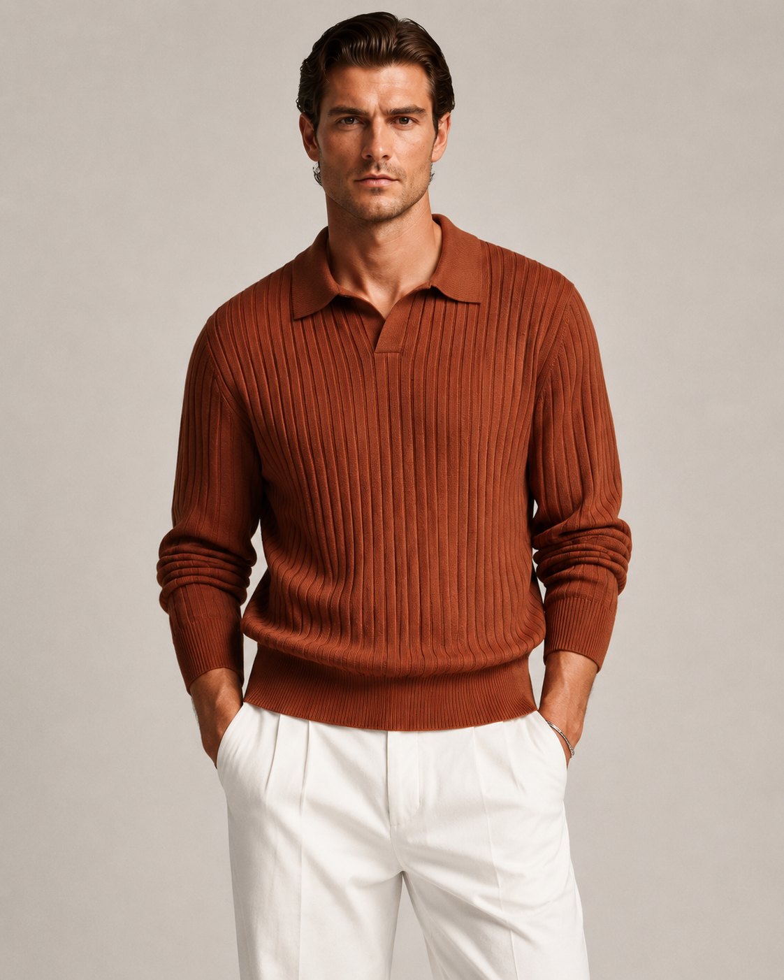 Men’s Old-Money Style Cool-Touch Ribbed Knit Top