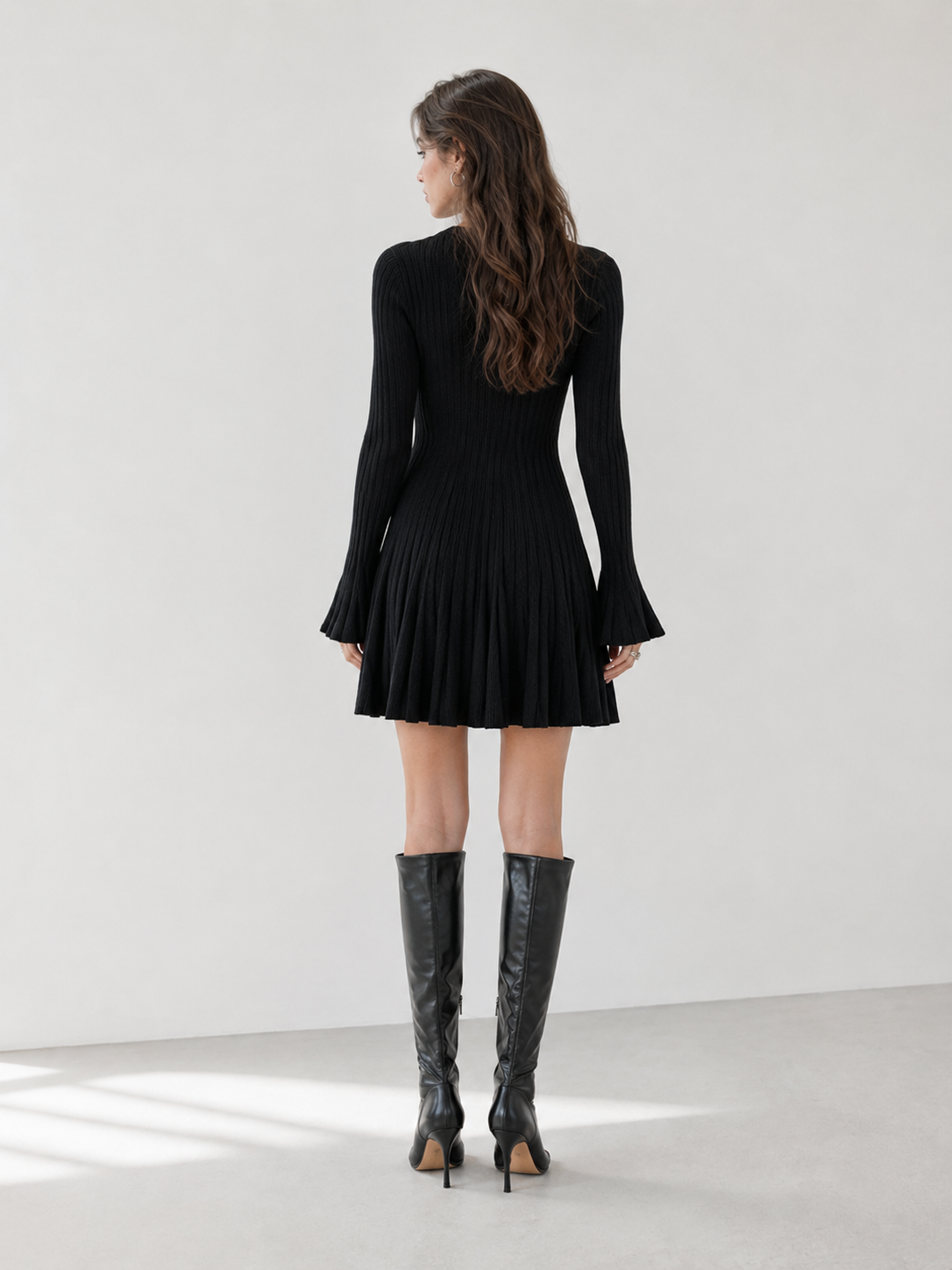 Women’s V-Neck Ribbed Knit Dress