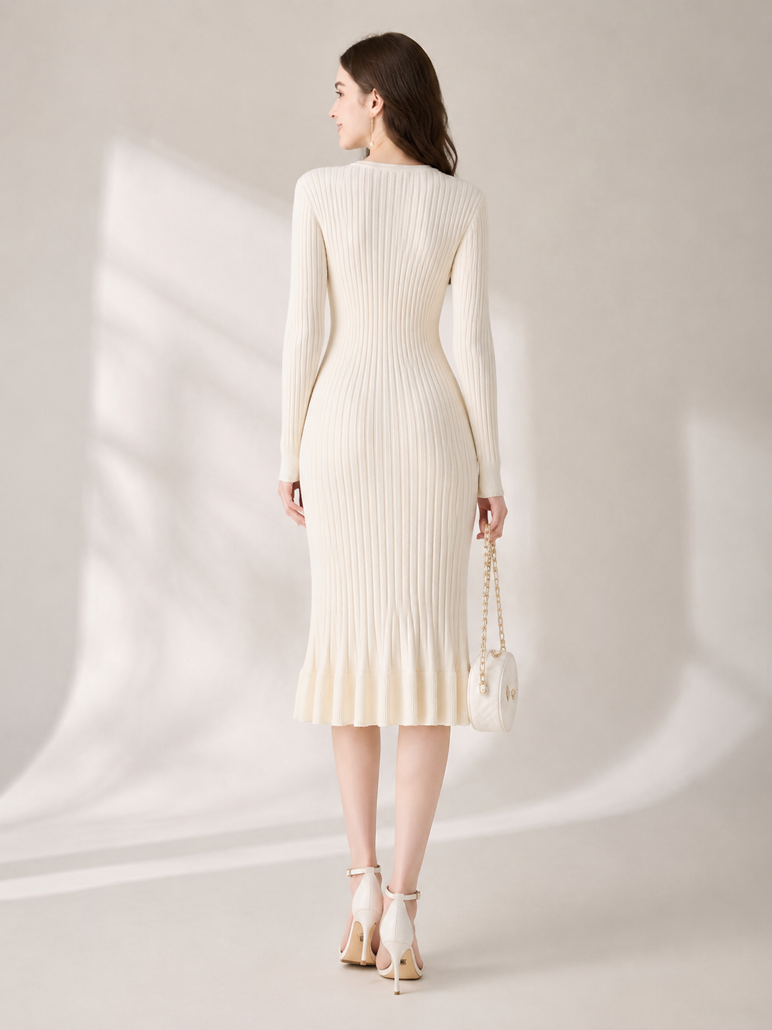 Women’s Ribbed Knit Long Sleeve Dress