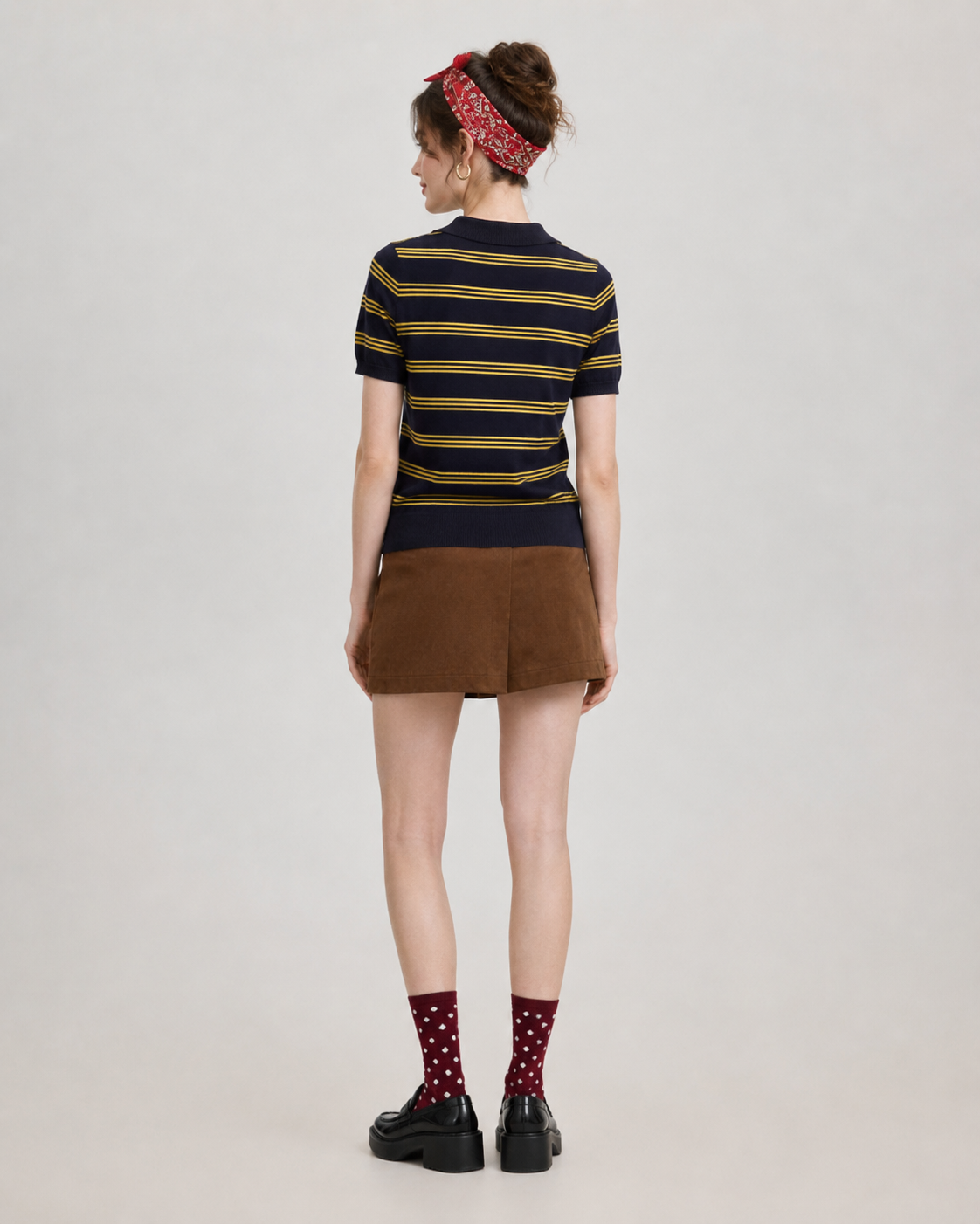 Women’s Striped Polo Knit Top