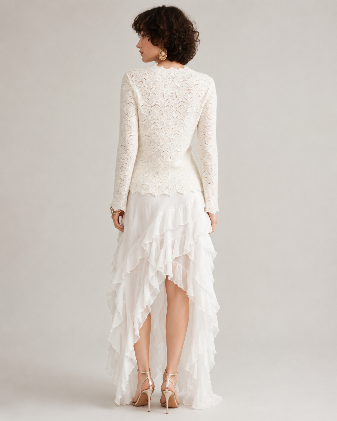 Women's French Vintage Crochet Knit Top