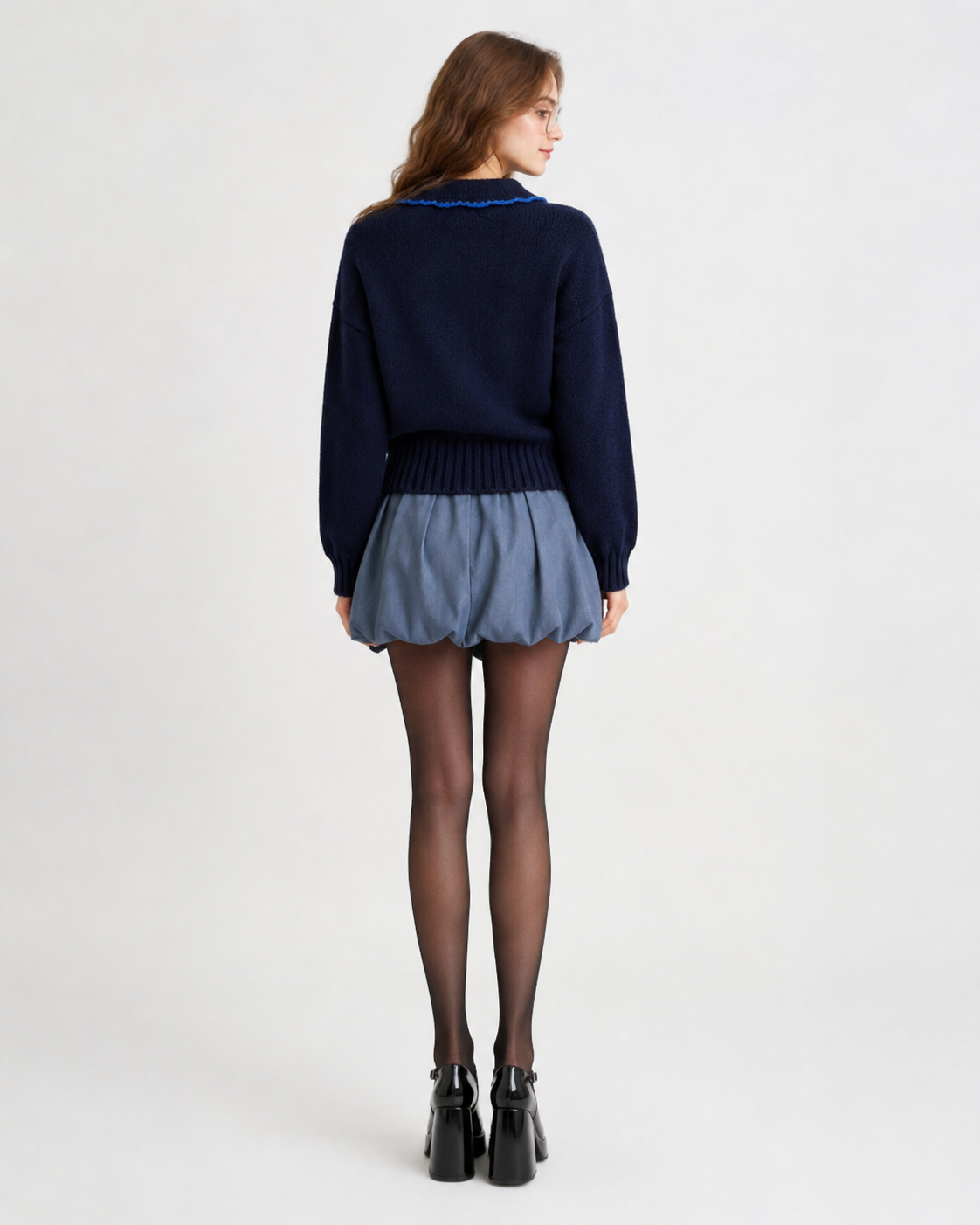 Women’s Jacquard Knit Cardigan Vintage Doll Collar Sweater