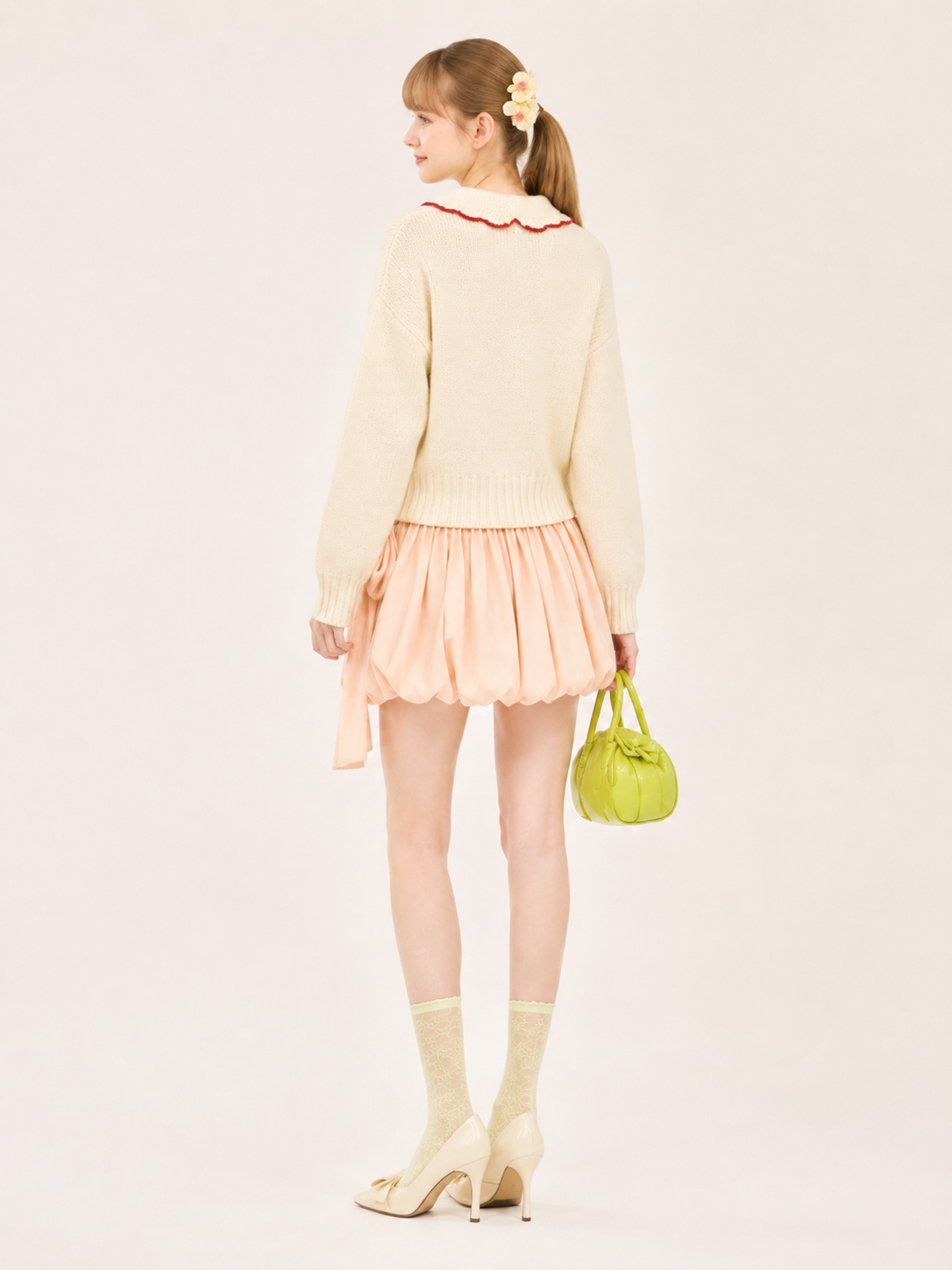 Women’s Jacquard Knit Cardigan Vintage Doll Collar Sweater