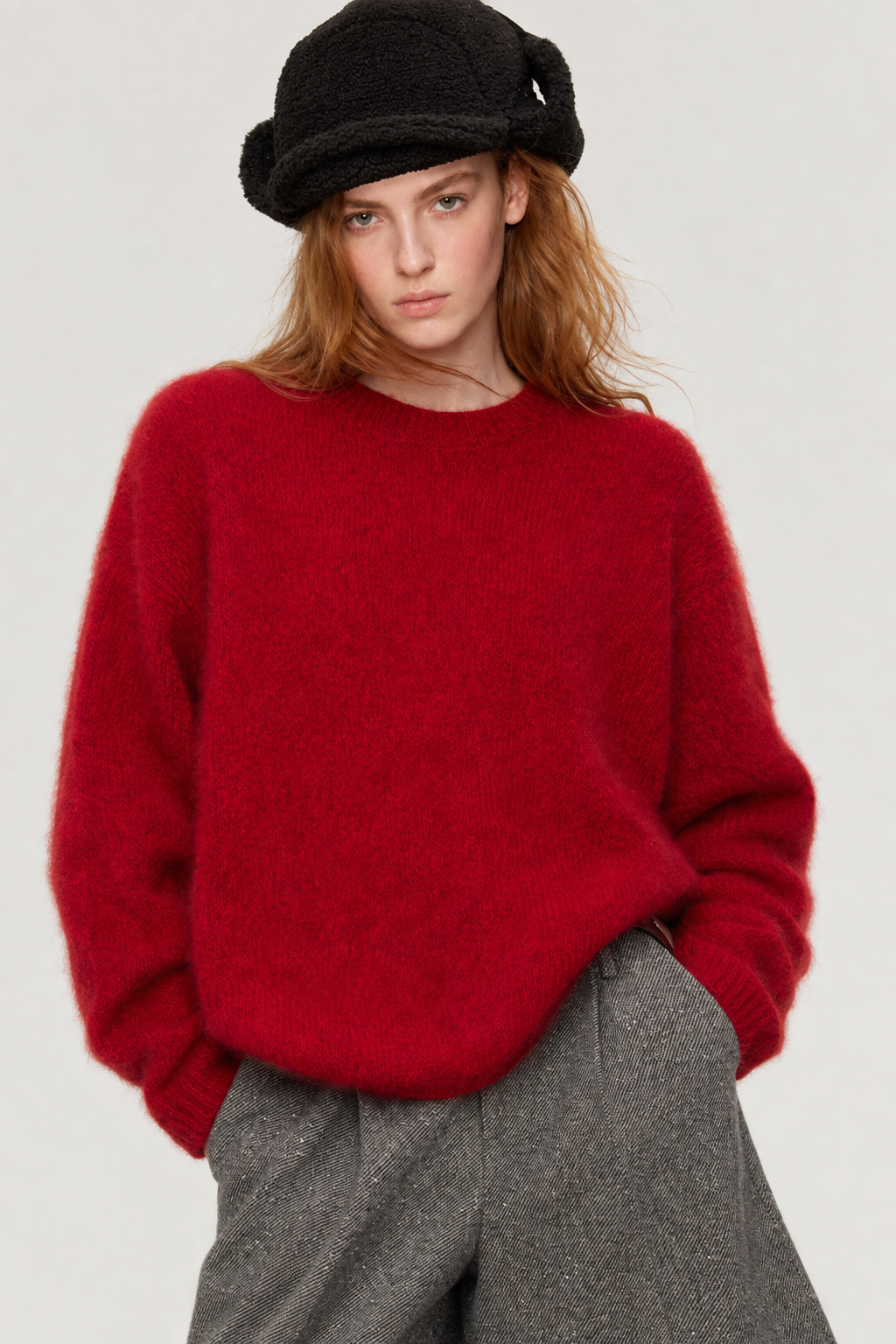 100% Merino Wool Sweater Hand Brushed Fluffy Knit Pullover