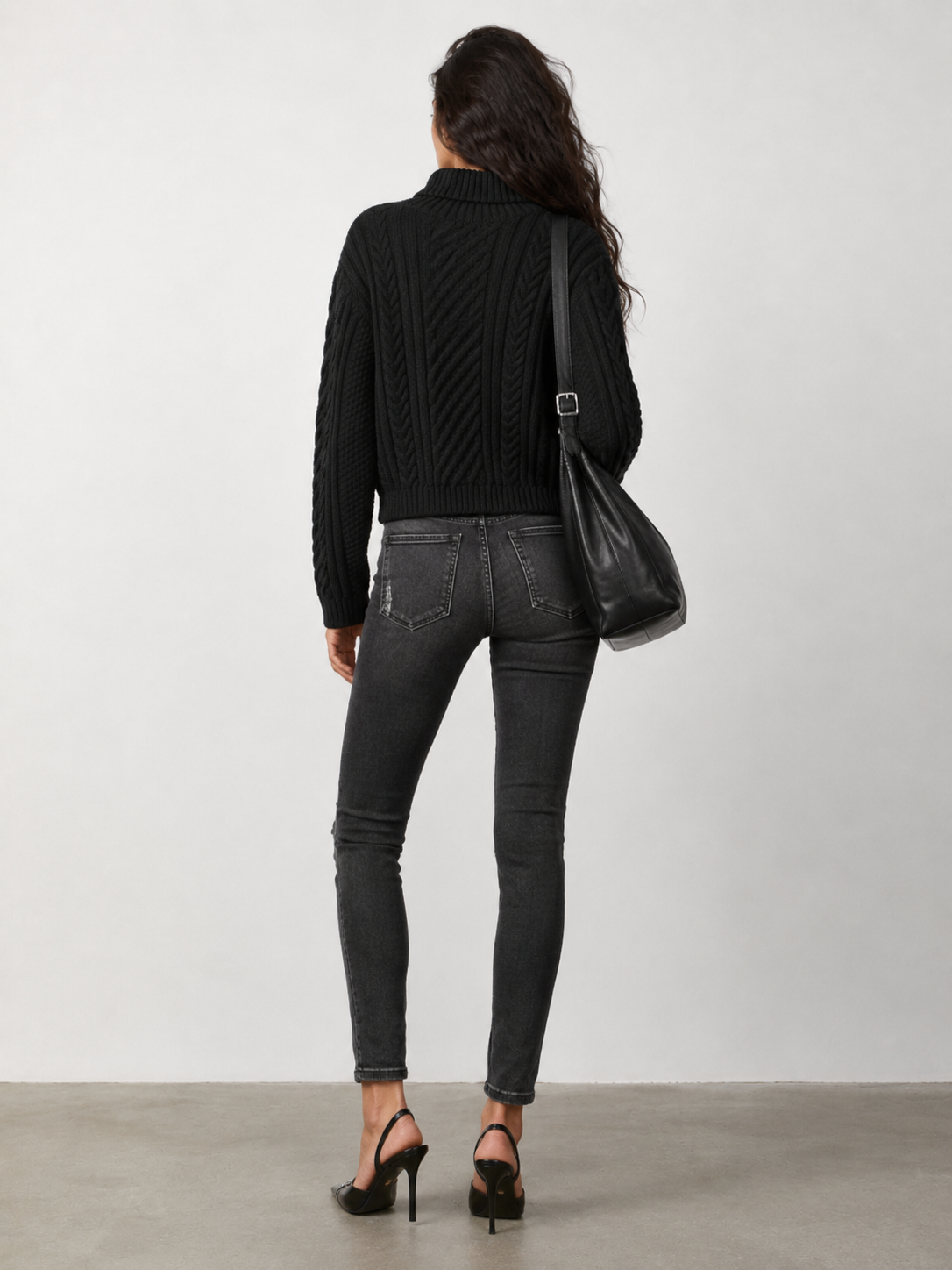 Women’s Thick Wool Blend Cable Knit Turtleneck Sweater