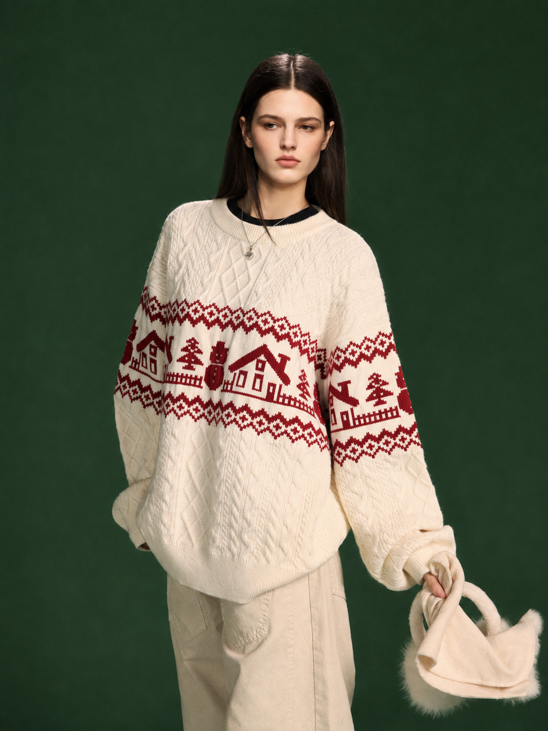 Unisex Christmas Fair Isle Wool Blend Sweater