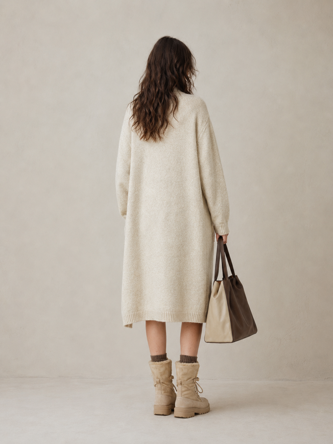 Women's Wool Blend Long Cable Knit Cardigan Sweater
