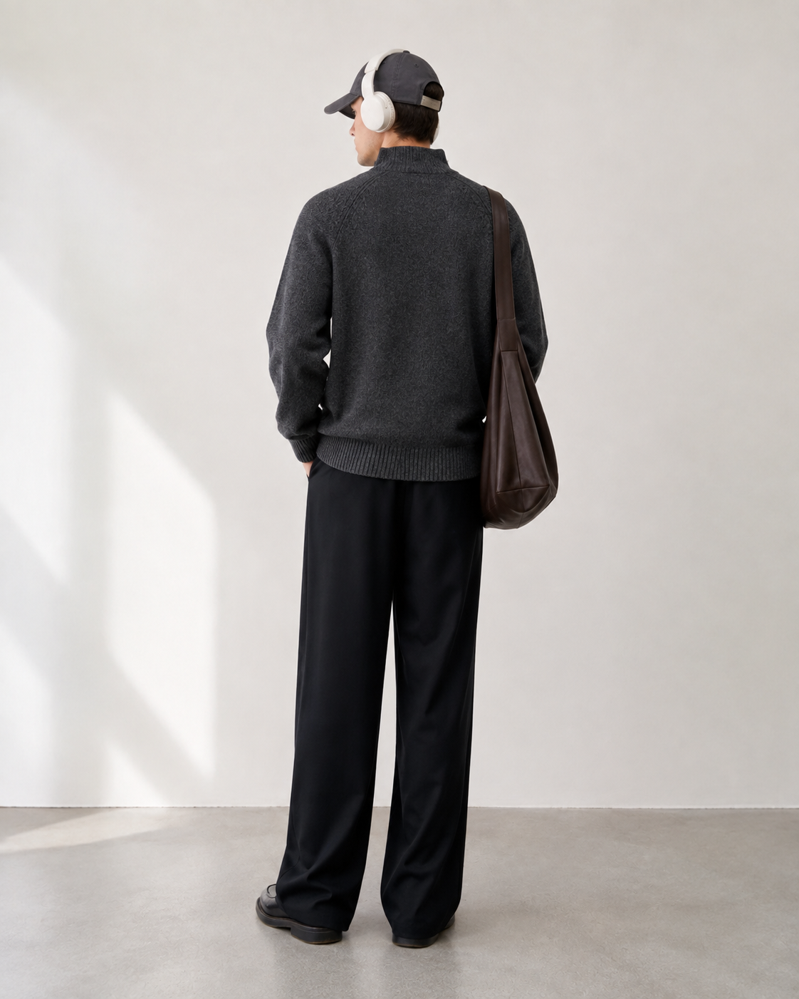 Unisex Wool Blend Half-Zip Stand Collar Sweater
