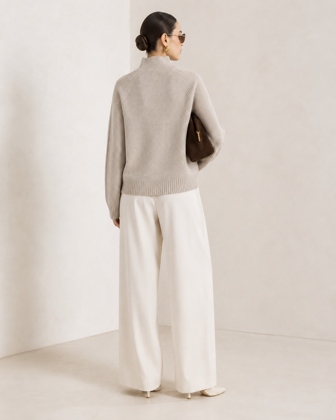 Unisex Wool Blend Half-Zip Stand Collar Sweater