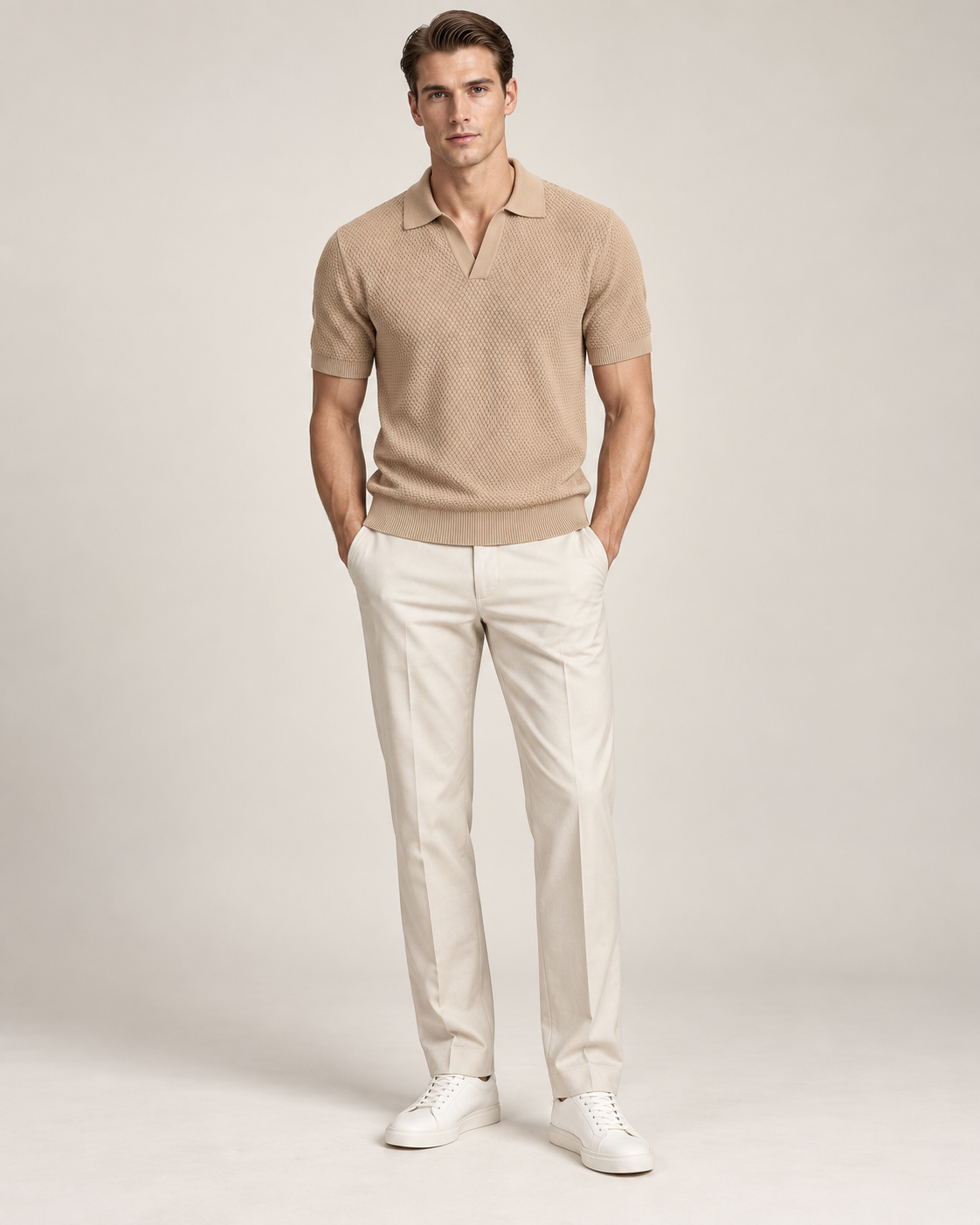 Men’s Old-Money Style Cool-Touch Honeycomb Knit Polo