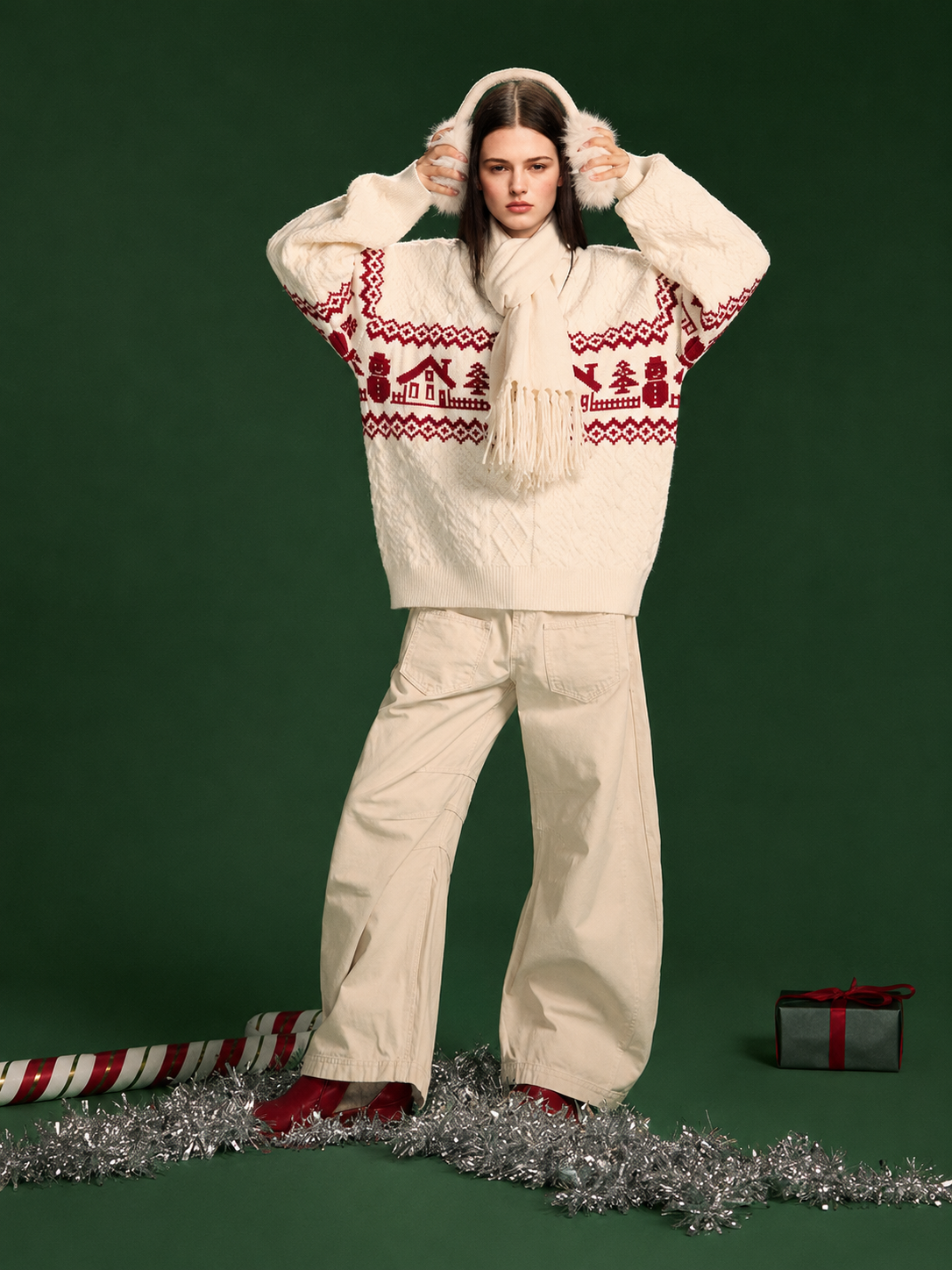 Unisex Christmas Fair Isle Wool Blend Sweater