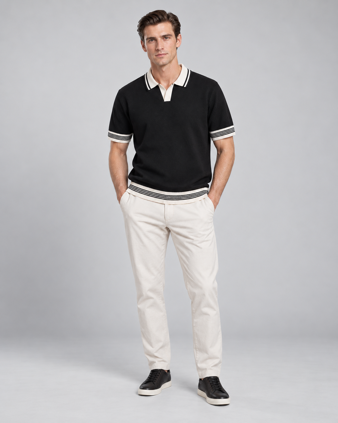 Men’s Old-Money Style Cool-Touch Honeycomb Knit Polo