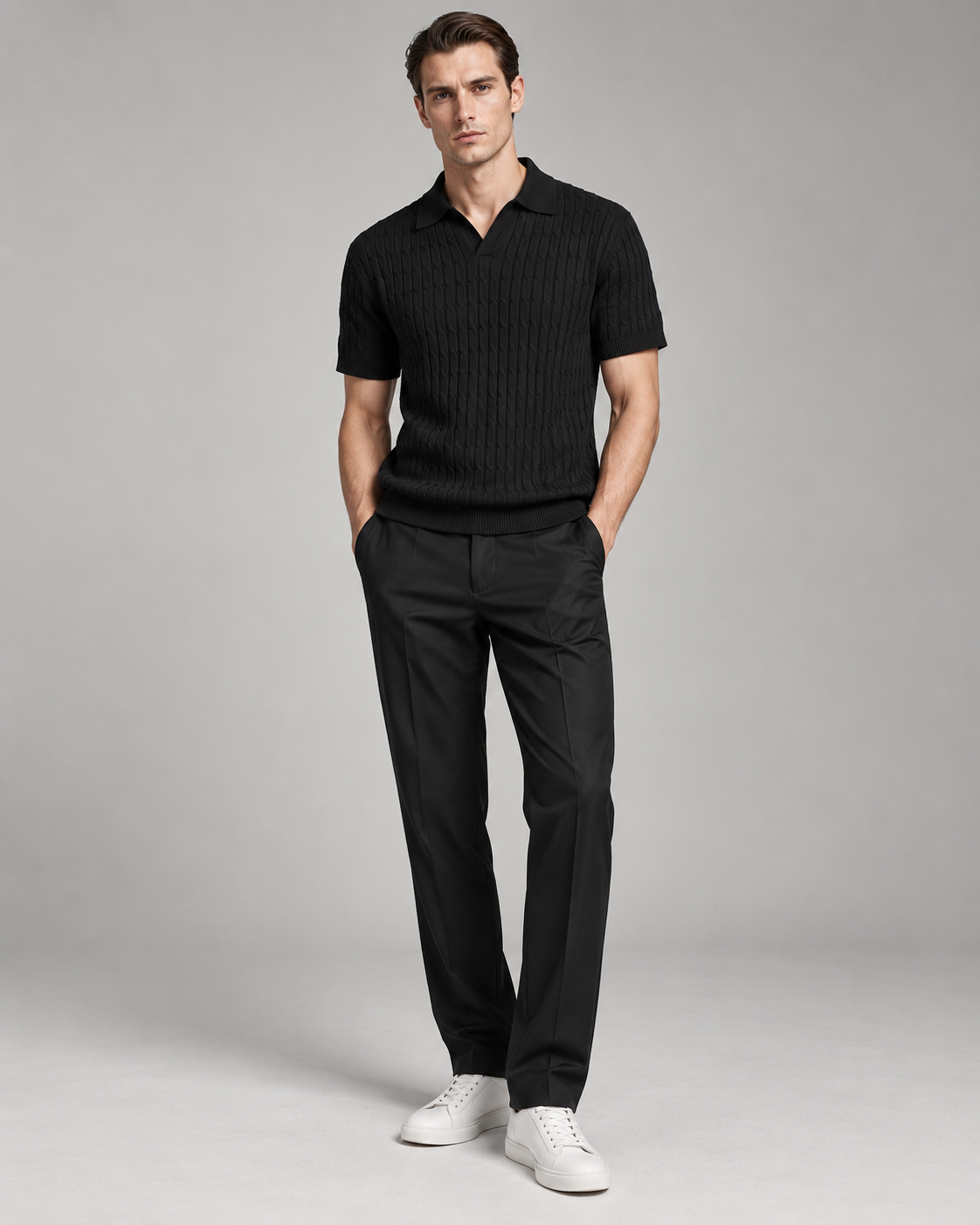 Men’s Old-Money Style Cool-Touch Honeycomb Knit Polo