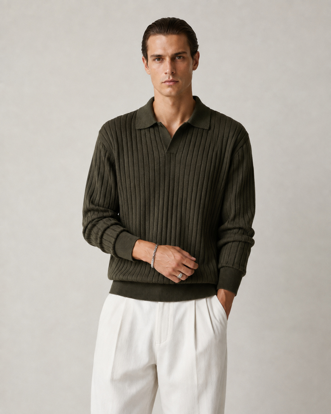 Men’s Old-Money Style Cool-Touch Ribbed Knit Top