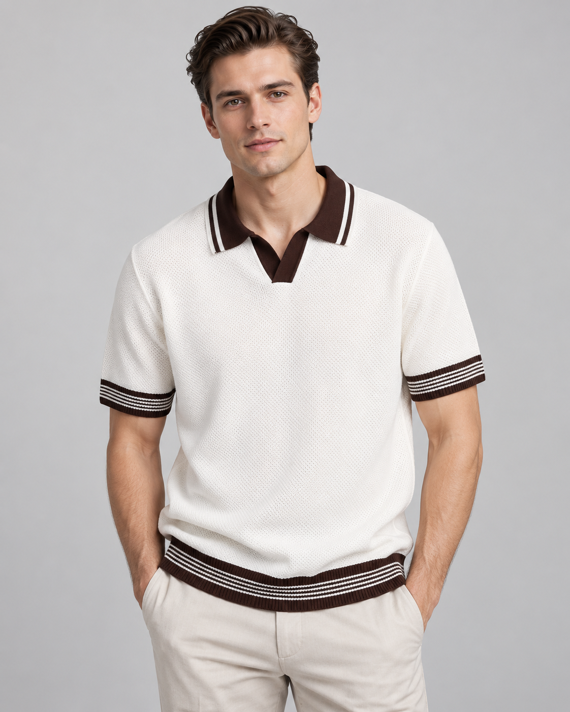 Men’s Old-Money Style Cool-Touch Honeycomb Knit Polo
