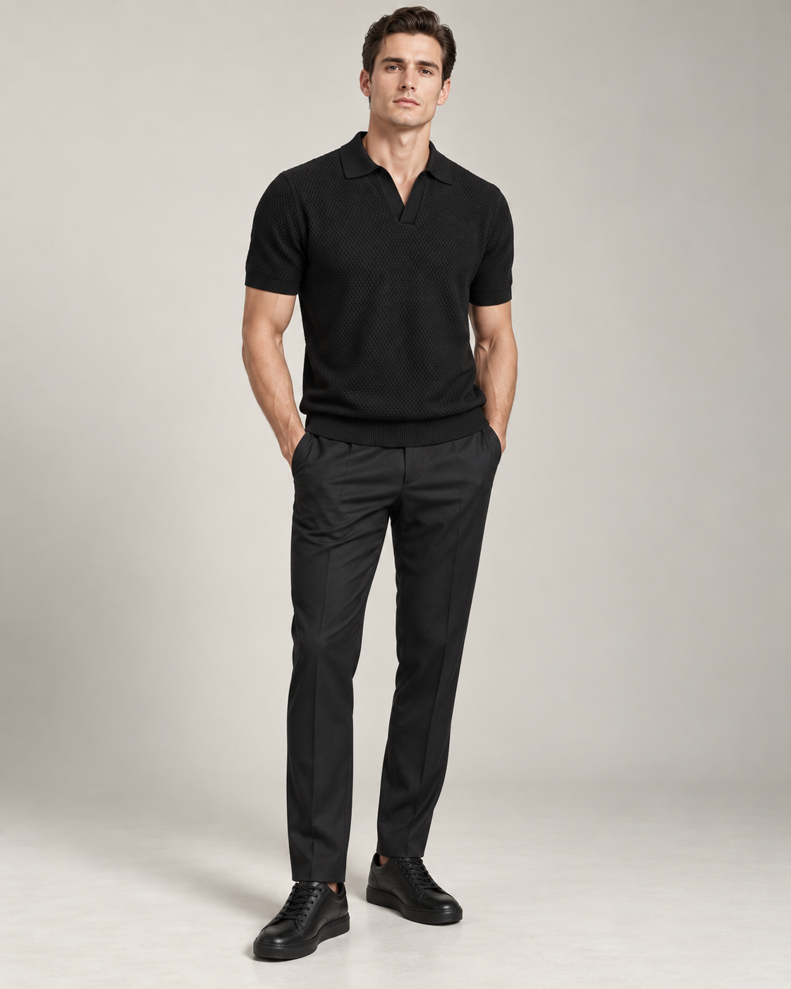 Men’s Old-Money Style Cool-Touch Honeycomb Knit Polo