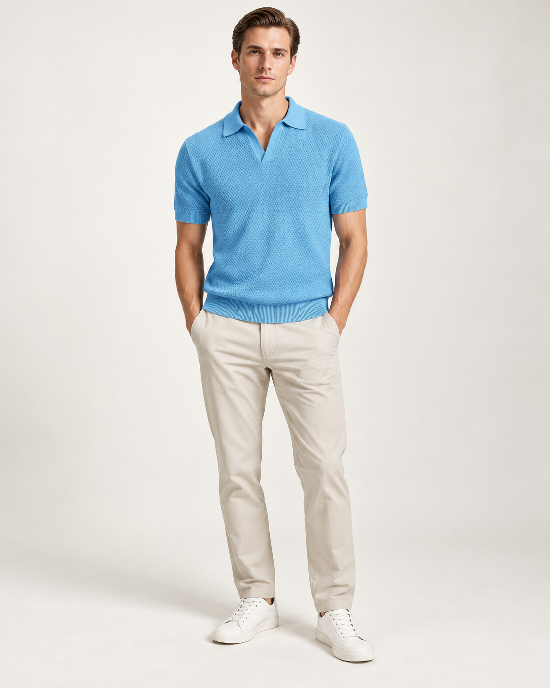 Men’s Old-Money Style Cool-Touch Honeycomb Knit Polo