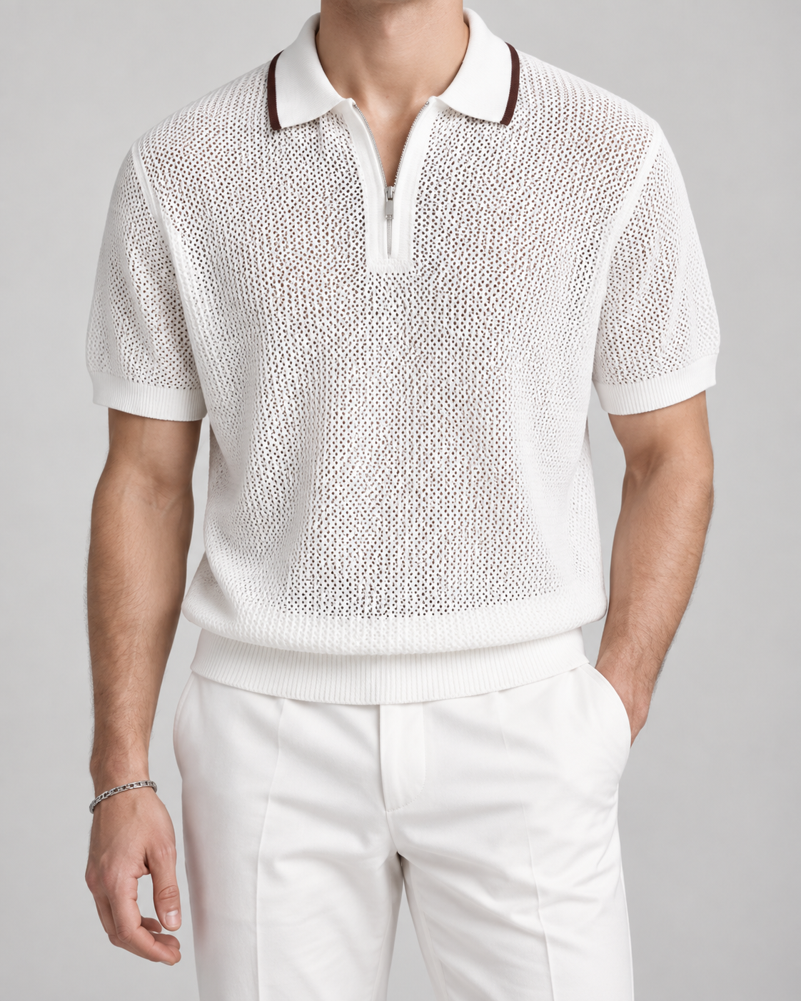 Men’s Old-Money Style Cool-Touch Mesh Polo Knit Shirt