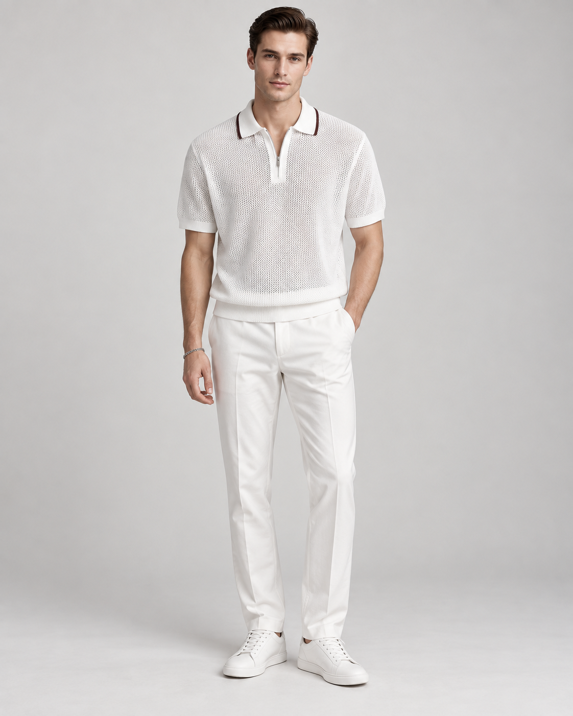 Men’s Old-Money Style Cool-Touch Mesh Polo Knit Shirt