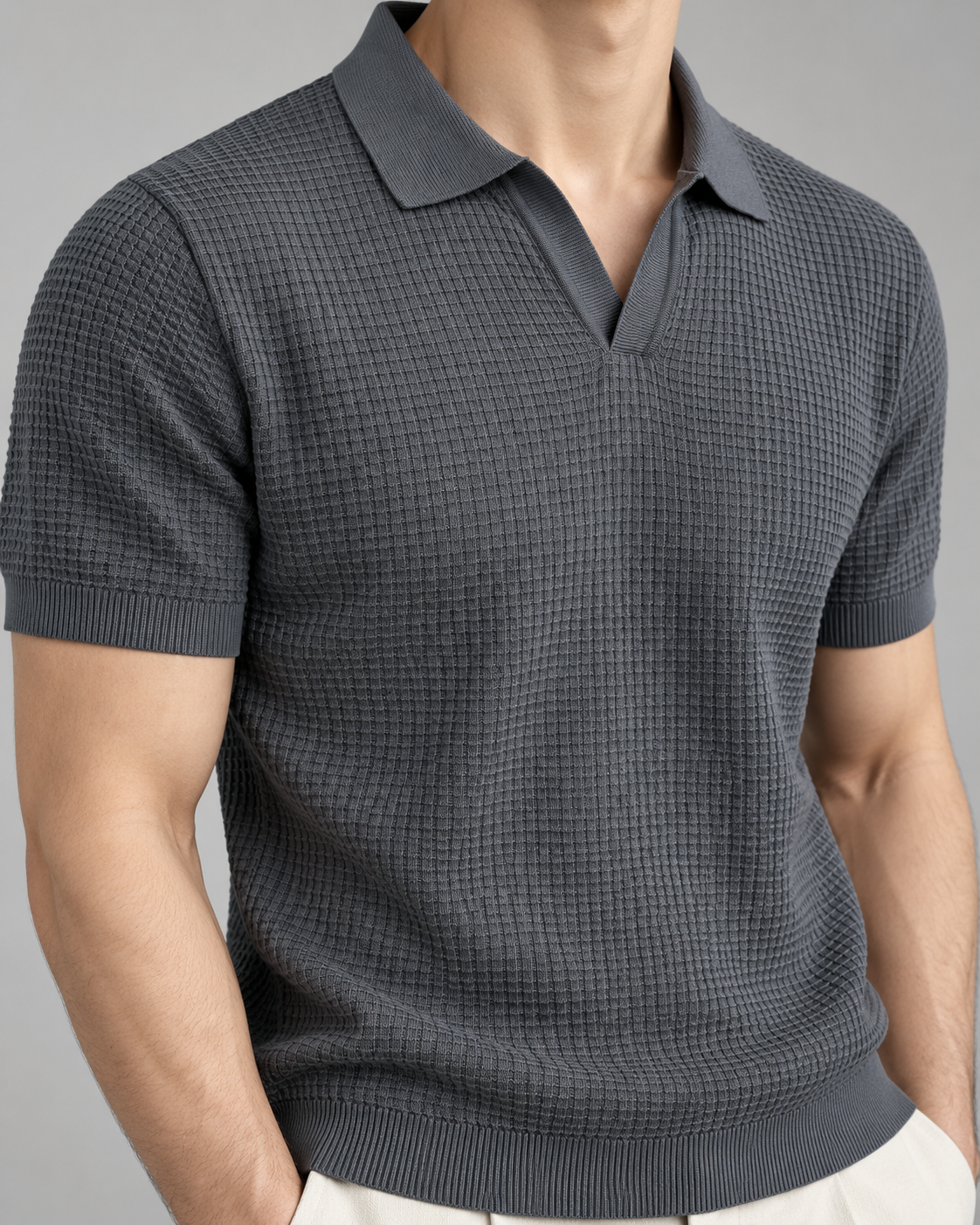 Men’s Old-Money Style Cool-Touch Honeycomb Knit Polo